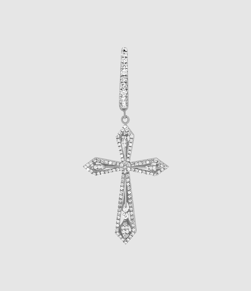 Anghjula Creole Earrings with Diamonds in White Gold (sold individually)