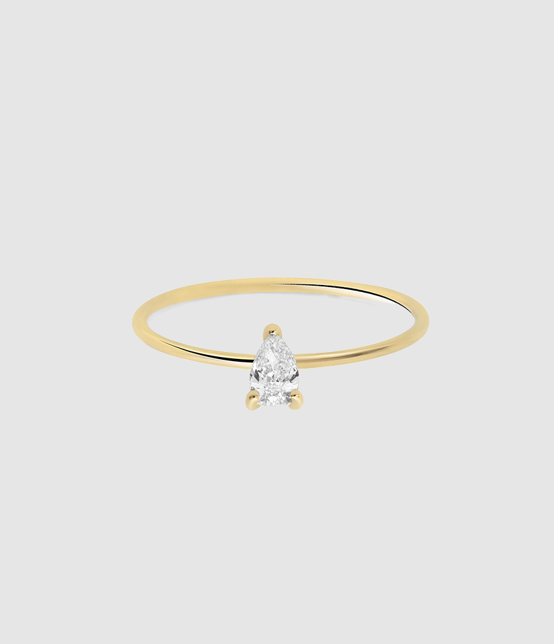 Yellow Gold Pear-Shaped Diamond Solitaire Ring