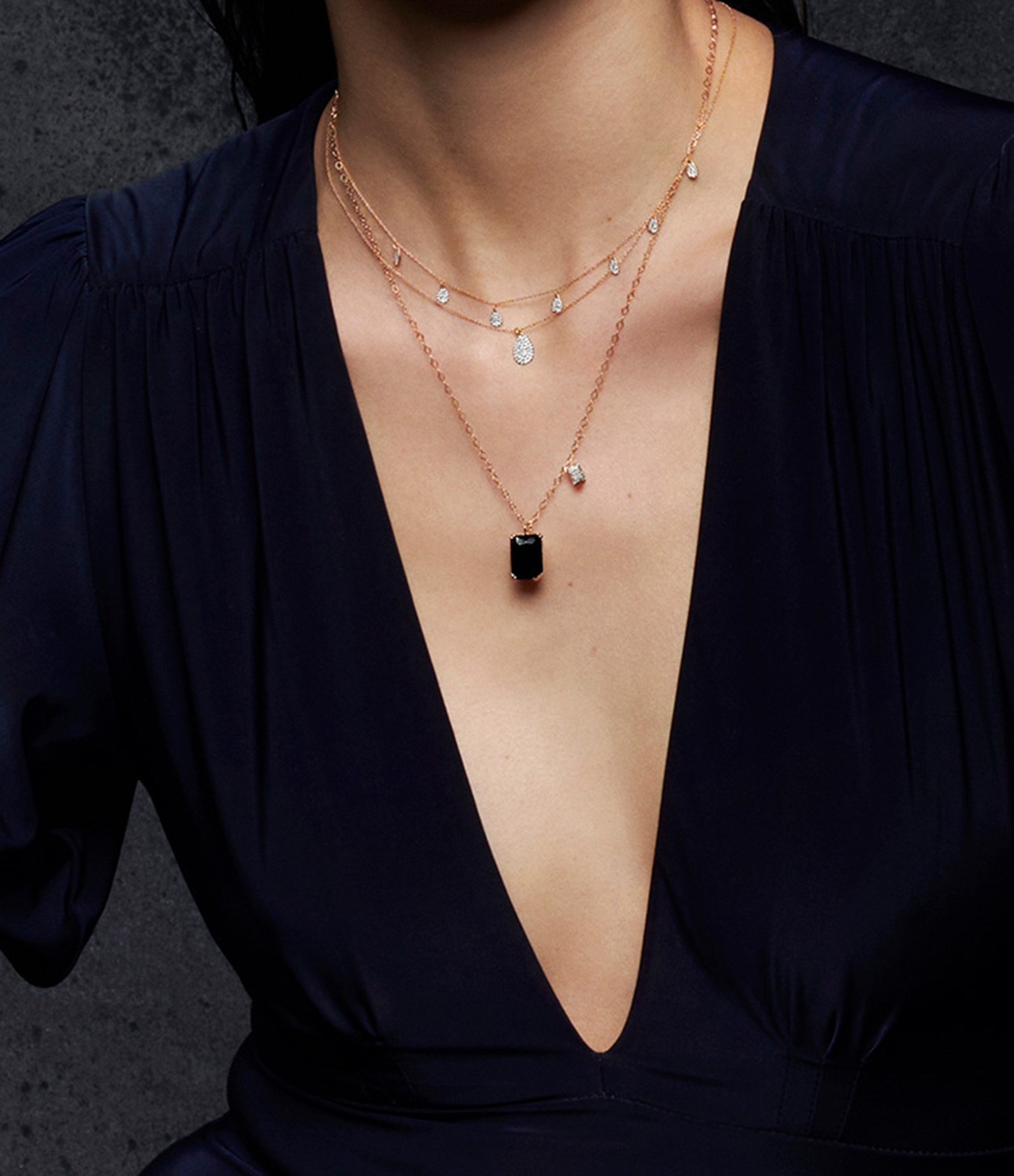Midnight Blue Sandstone Diamond Duo Necklace