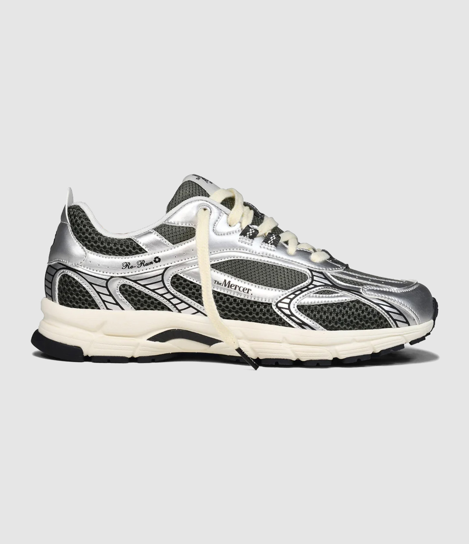 The Re-Run Scratched Silver trainers