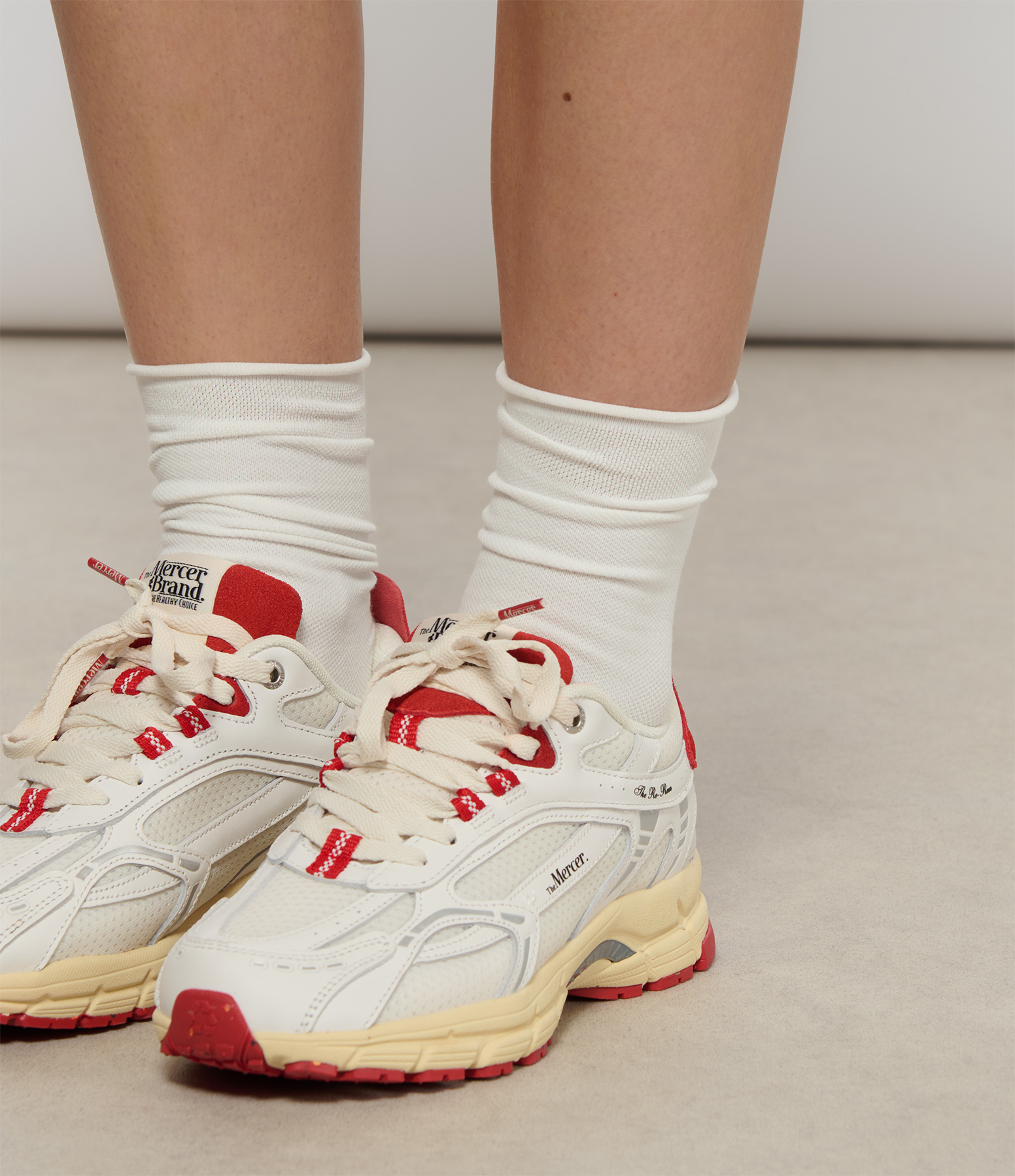 The Re Run Vintage White and Red Trainers
