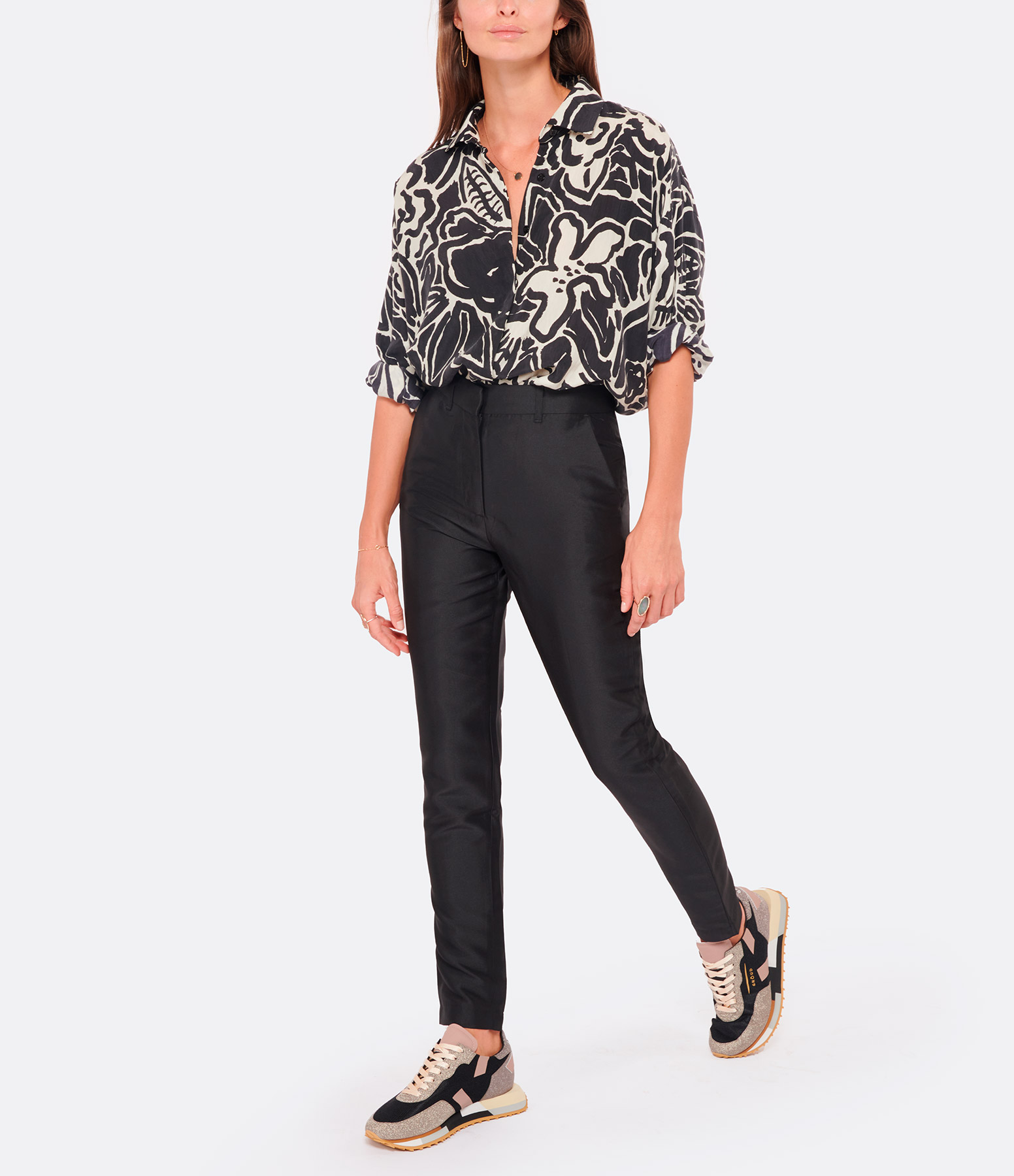 Black Boston Pleated Trousers