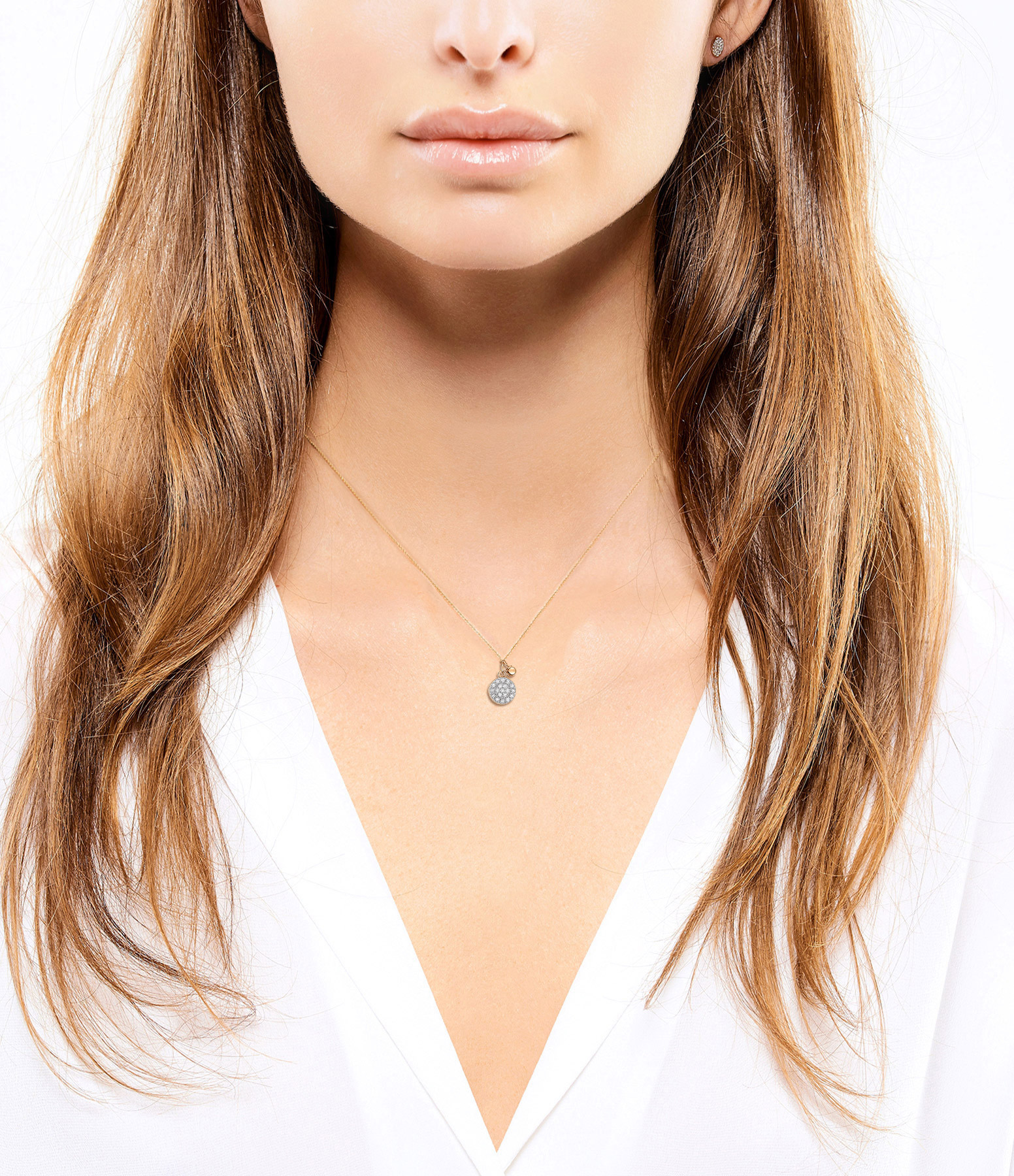 Ever Mini Disc Diamond Necklace in Rose Gold