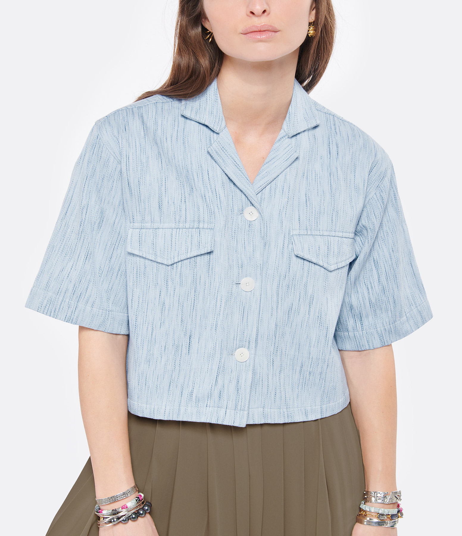 Rachel Sky Blue Cotton Shirt