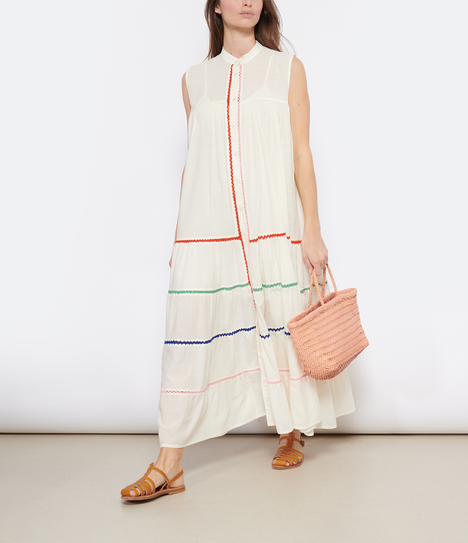 Manu Off-White Cotton Maxi Dress