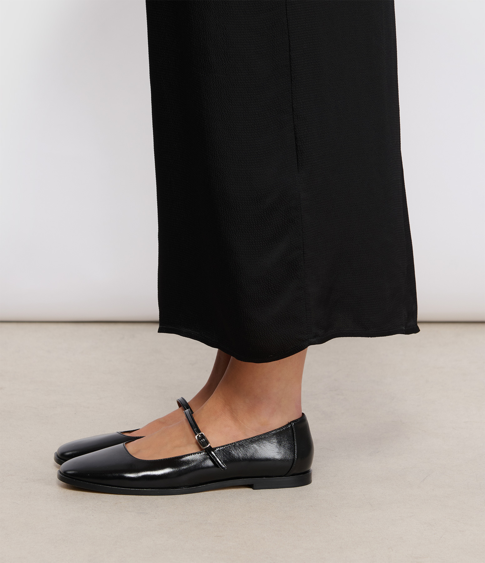 Caruso Black Leather Ballet Flats
