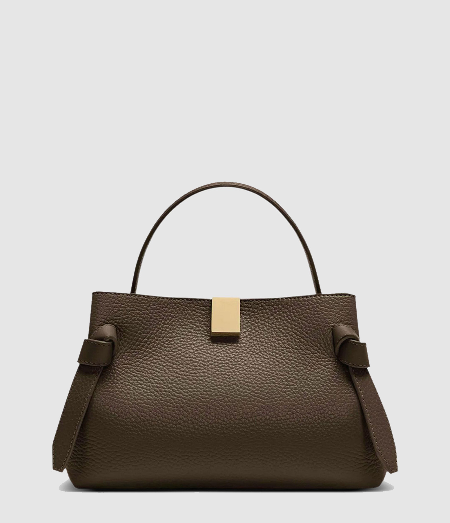 Espresso-coloured Mini Gyoza Grained Leather Bag