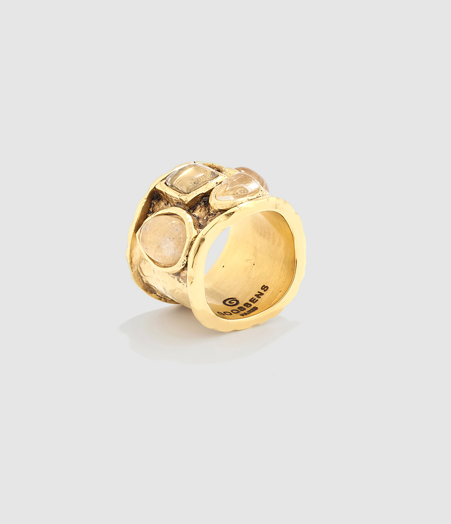 Mini Cabochon Ring with Large Natural Rock Crystal