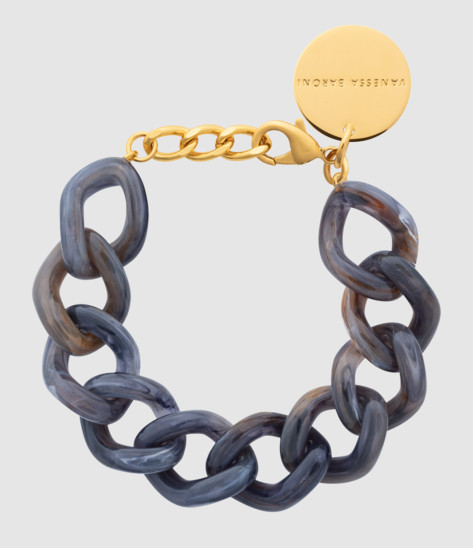 Mini Flat Chain Blue Jeans Marble Bracelet