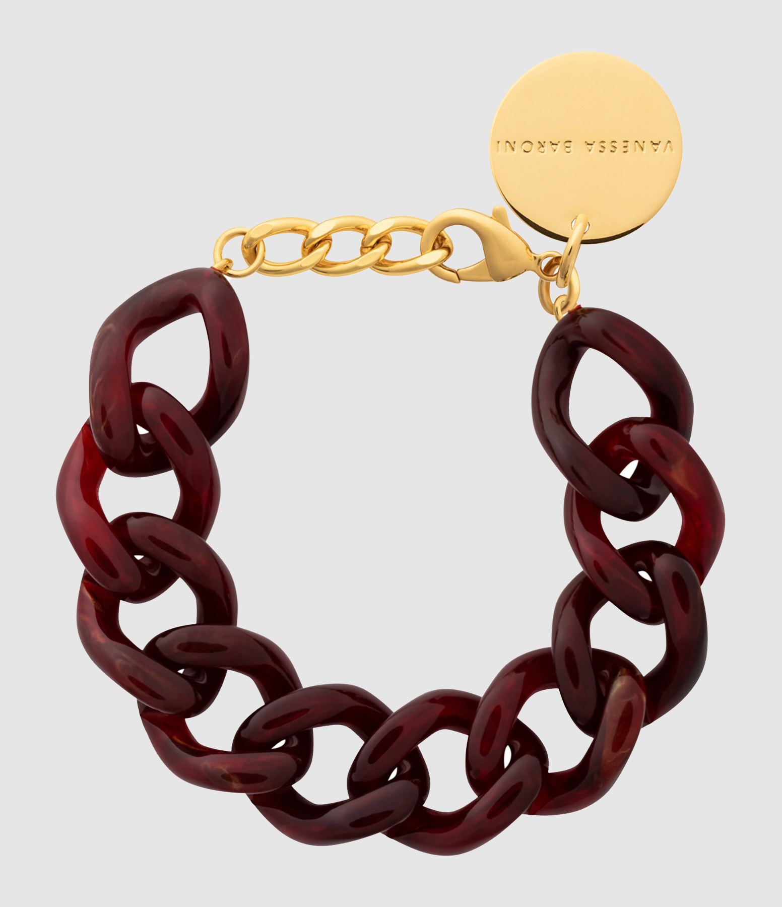 Mini Flat Chain Bracelet in Bordeaux Marble