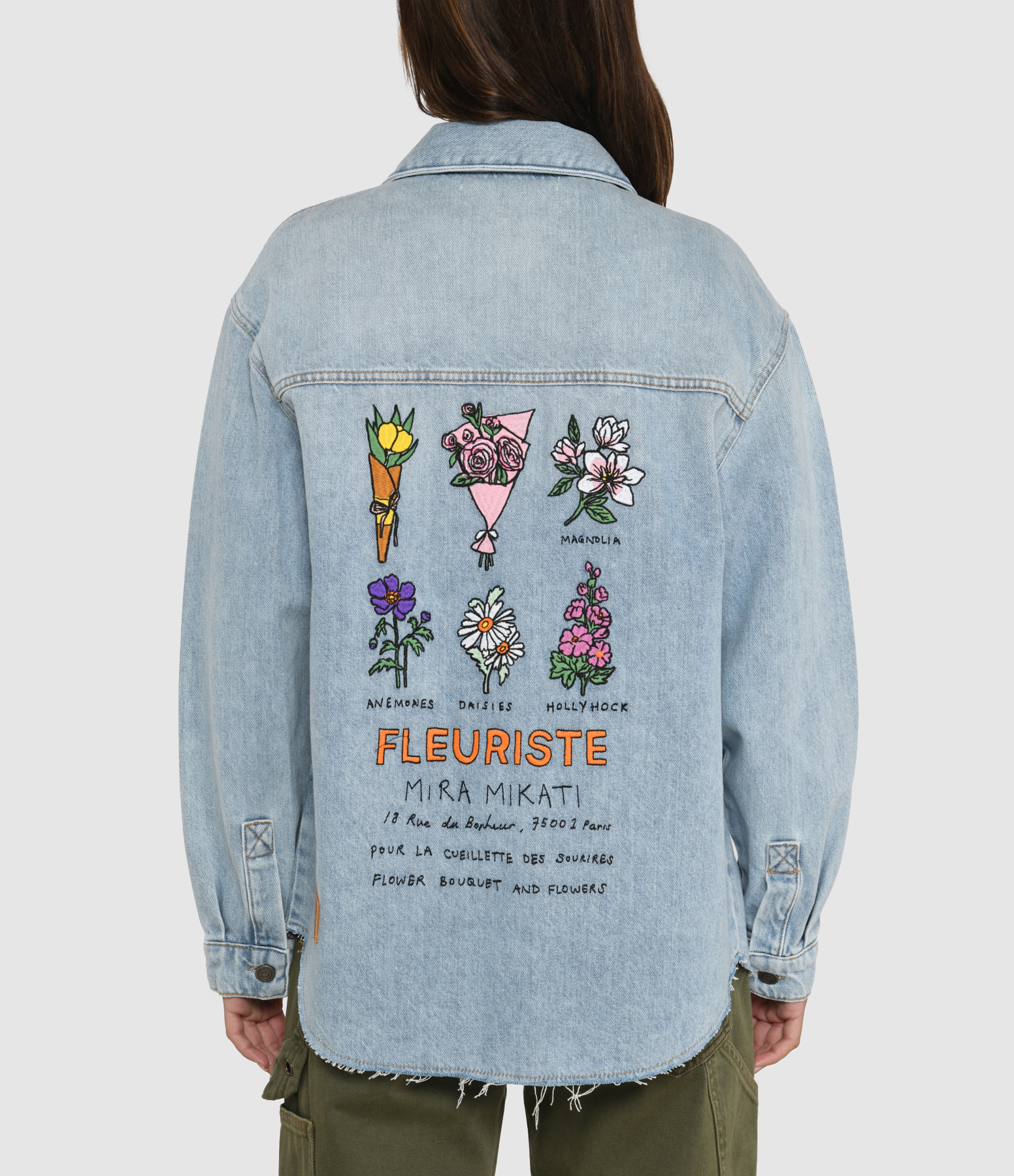 Embroidered Blue Denim Florist's Jacket