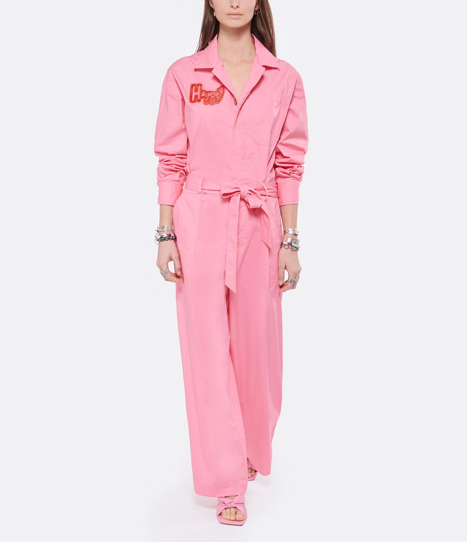 Pink Cotton Paris Jumpsuit, Believe In Luck