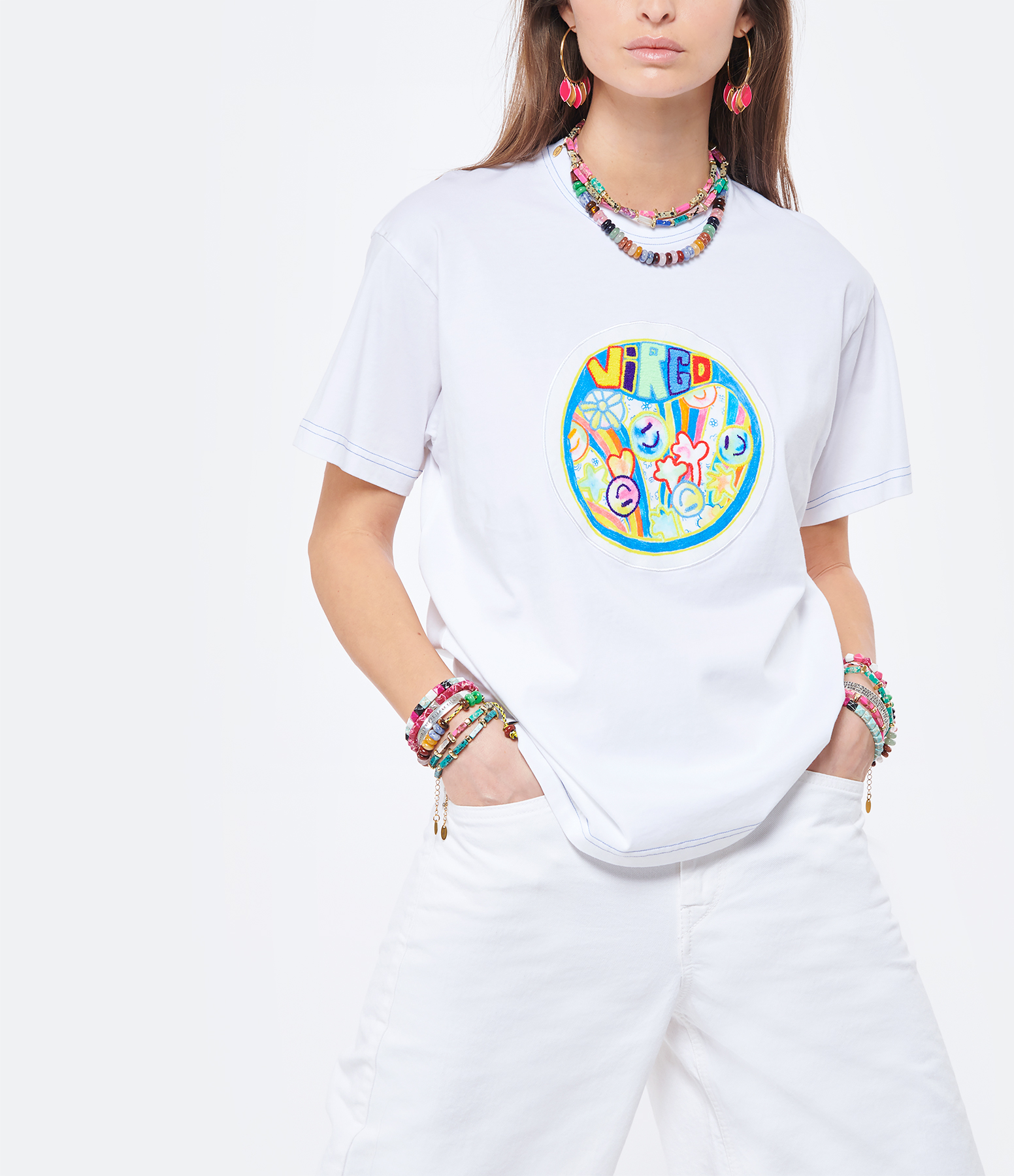 Formantera Organic Virgin Cotton T-shirt, White, ‘Dancing in Tulum’