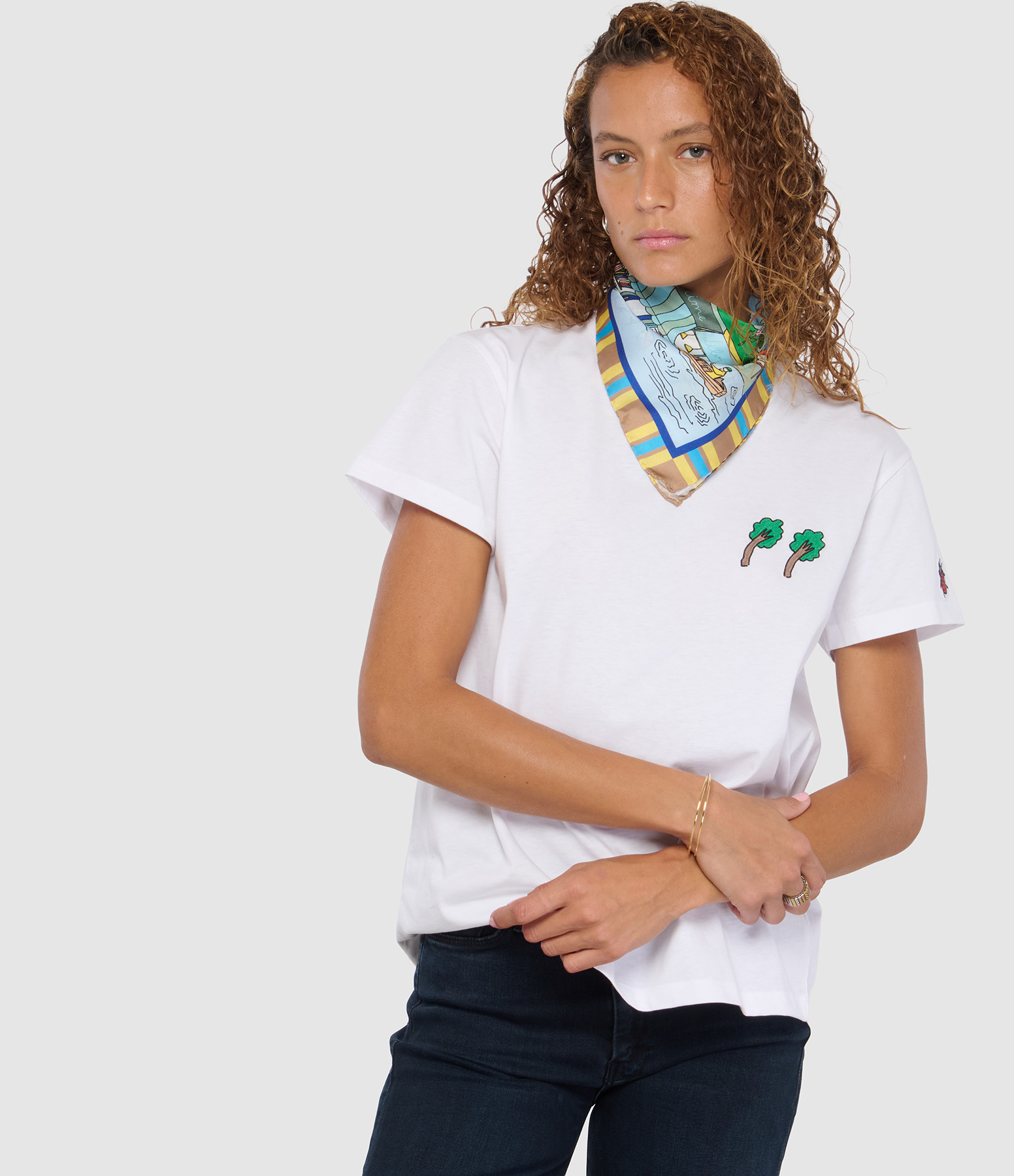 White Detachable T-shirt with Embroidery