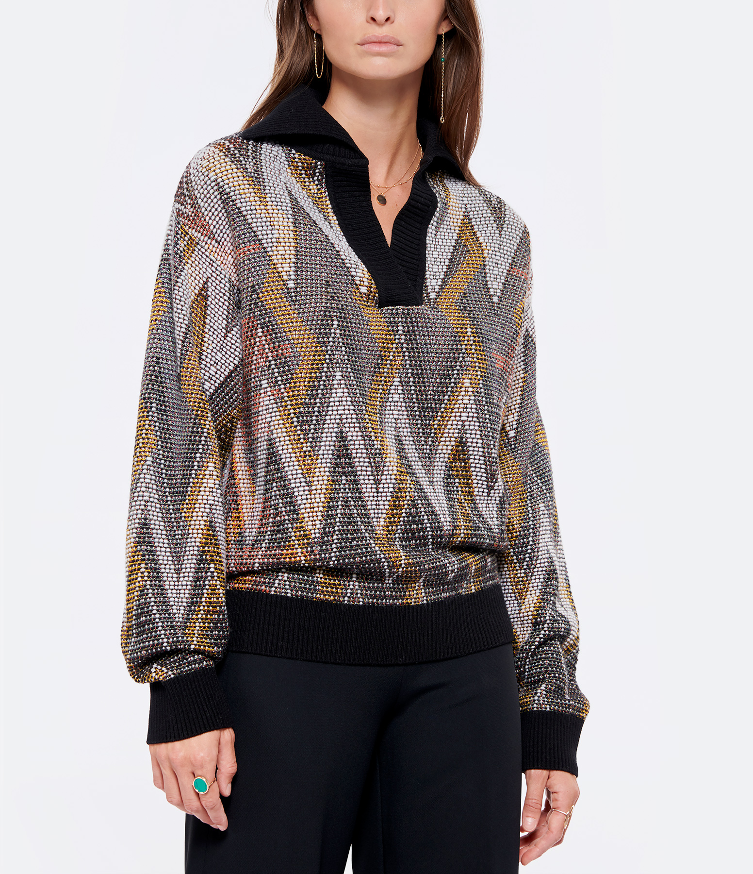 Multicoloured High-Neck Jumper