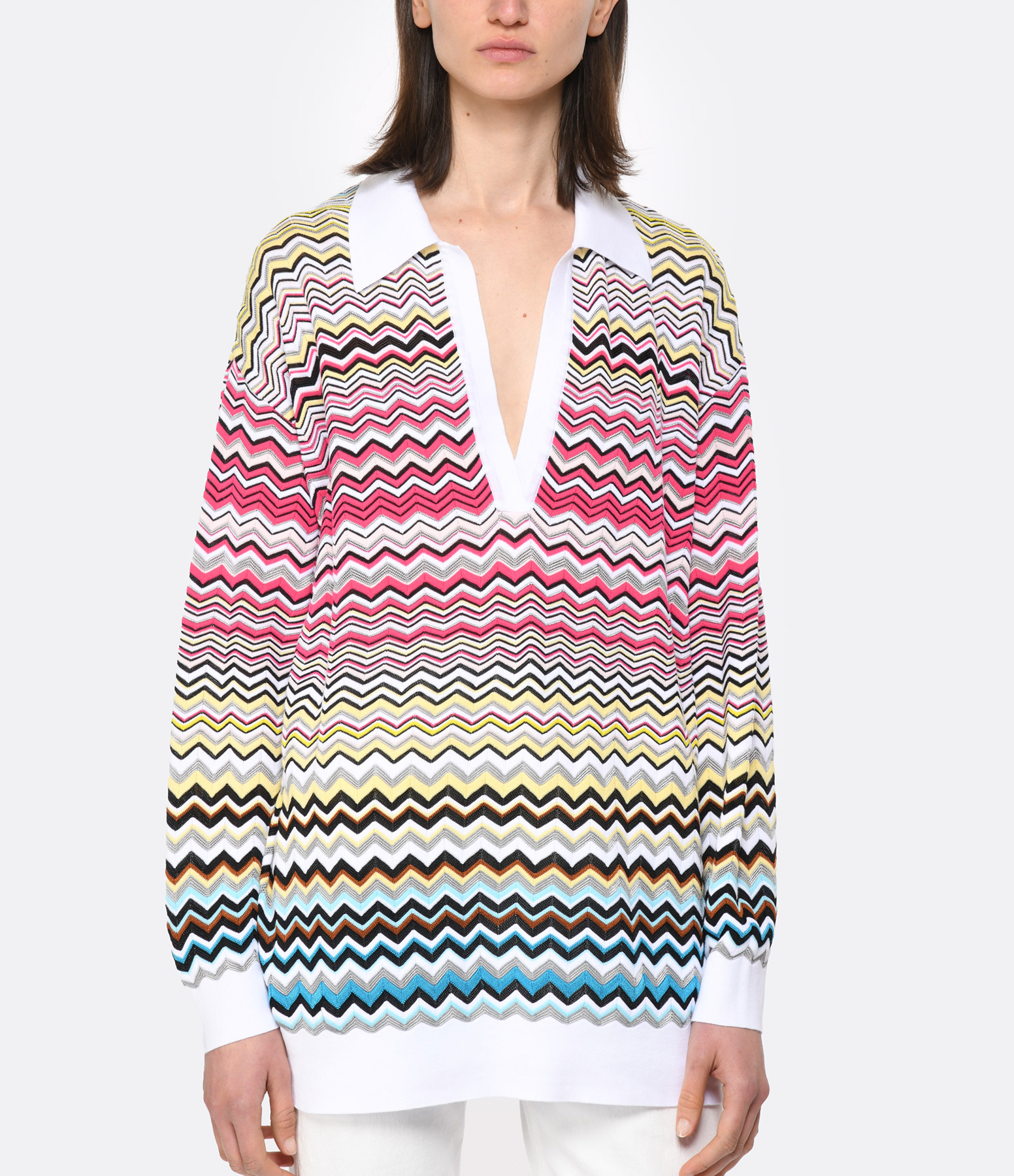 Multicoloured Cotton V-neck Jumper