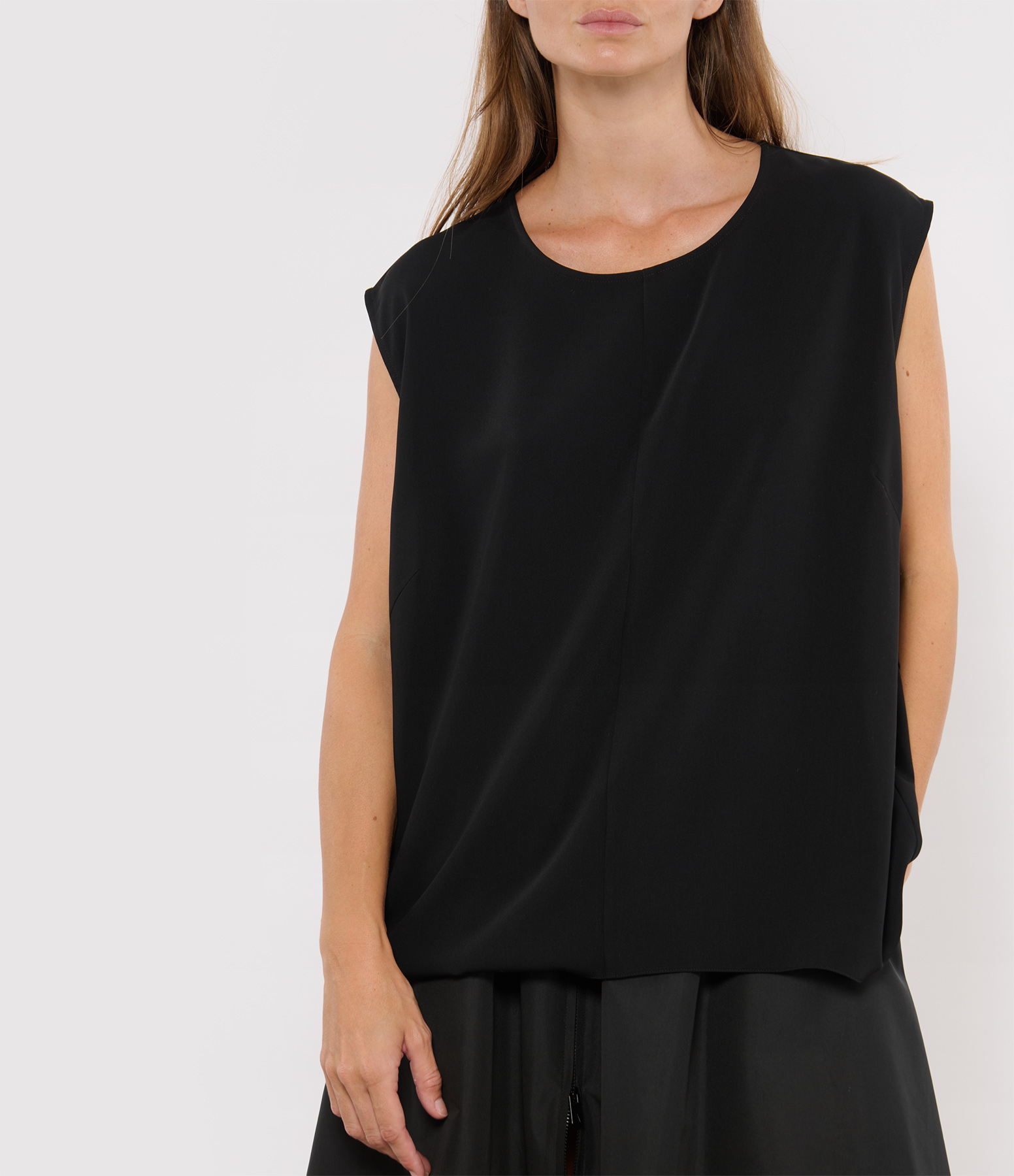 Black Satin Sleeveless Top