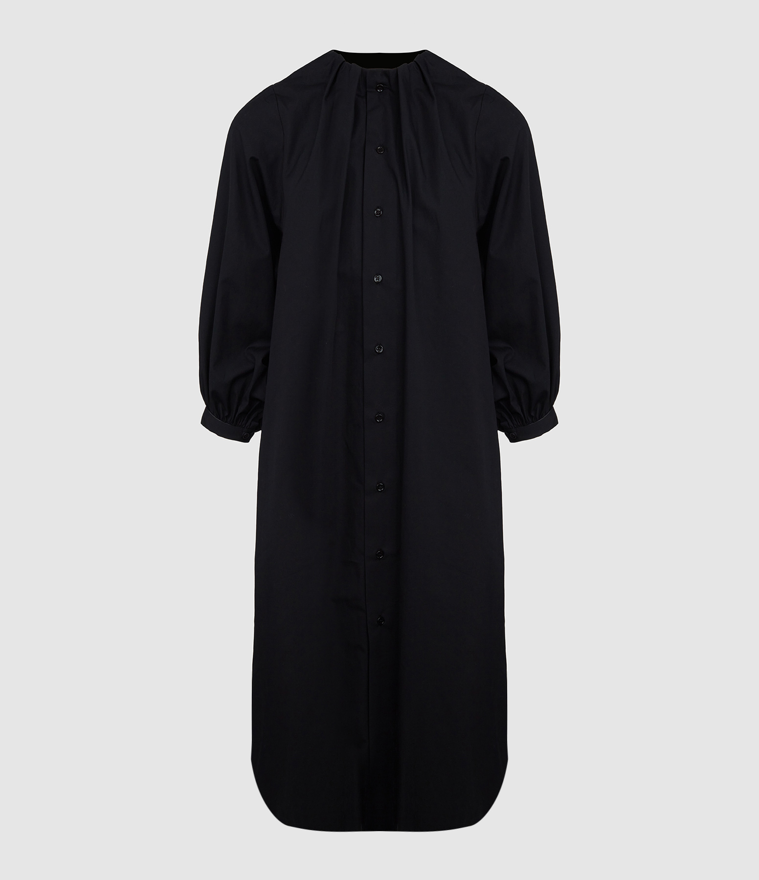 Black Cotton Midi Dress