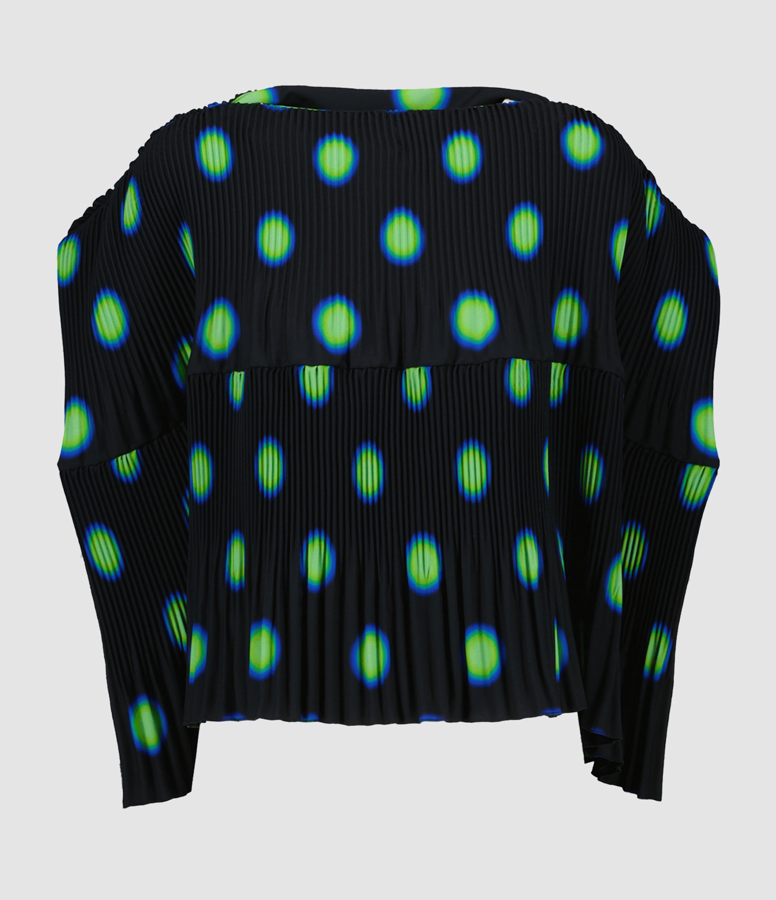 Black Pleated Top with Polka Dots