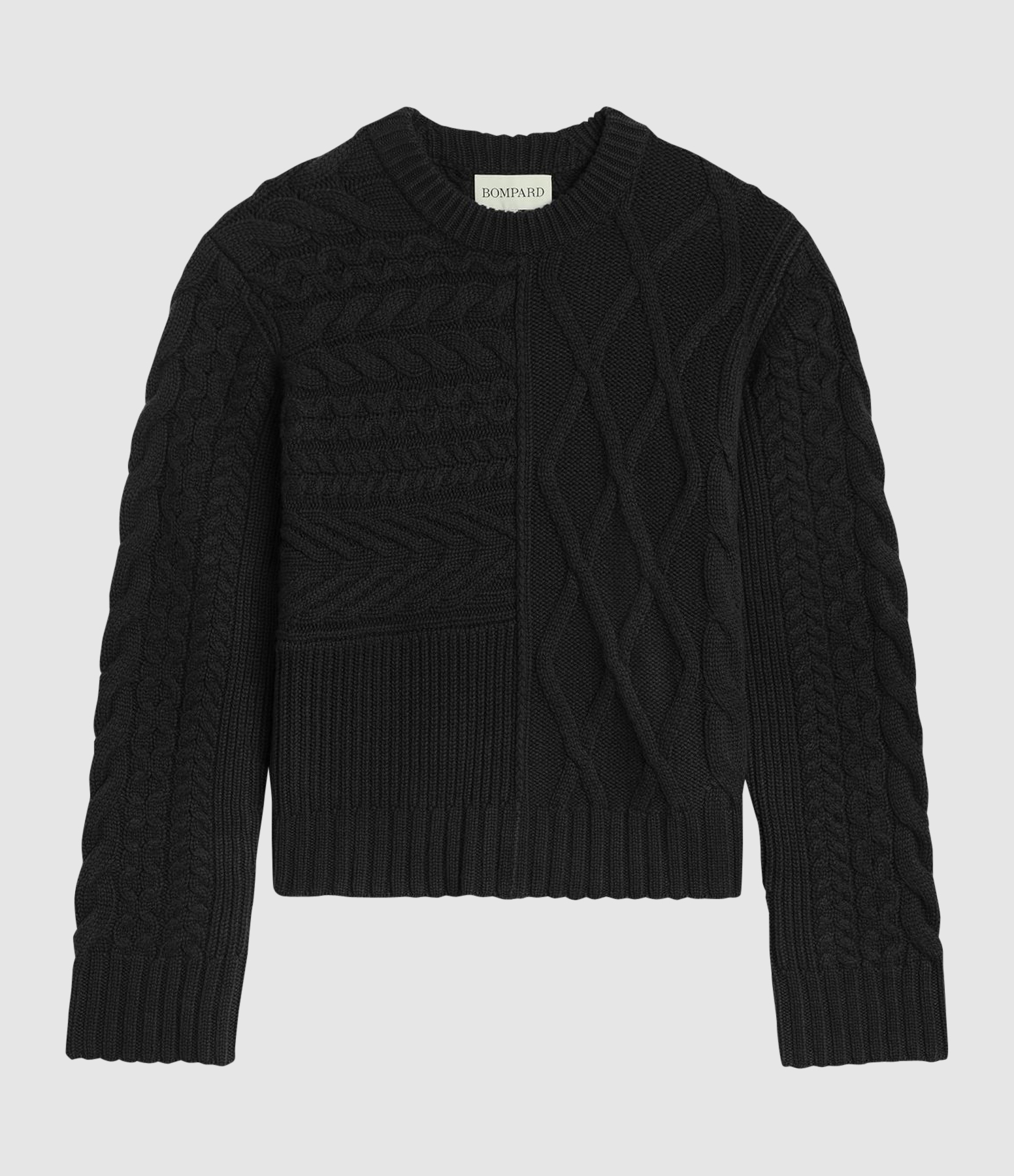 Black Patchwork Round-Neck Jumper