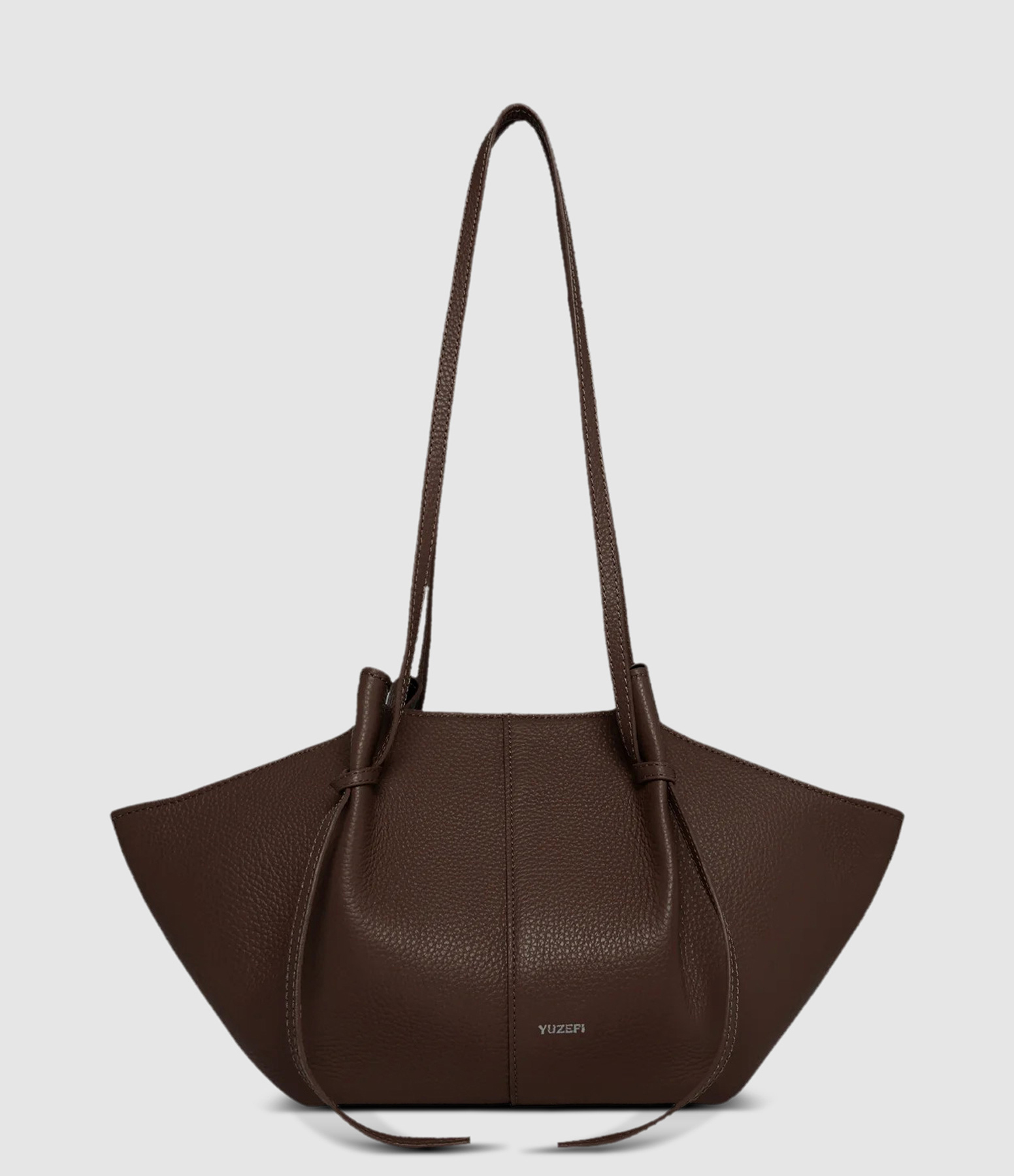 Espresso-coloured Grained Leather Mochi Bag