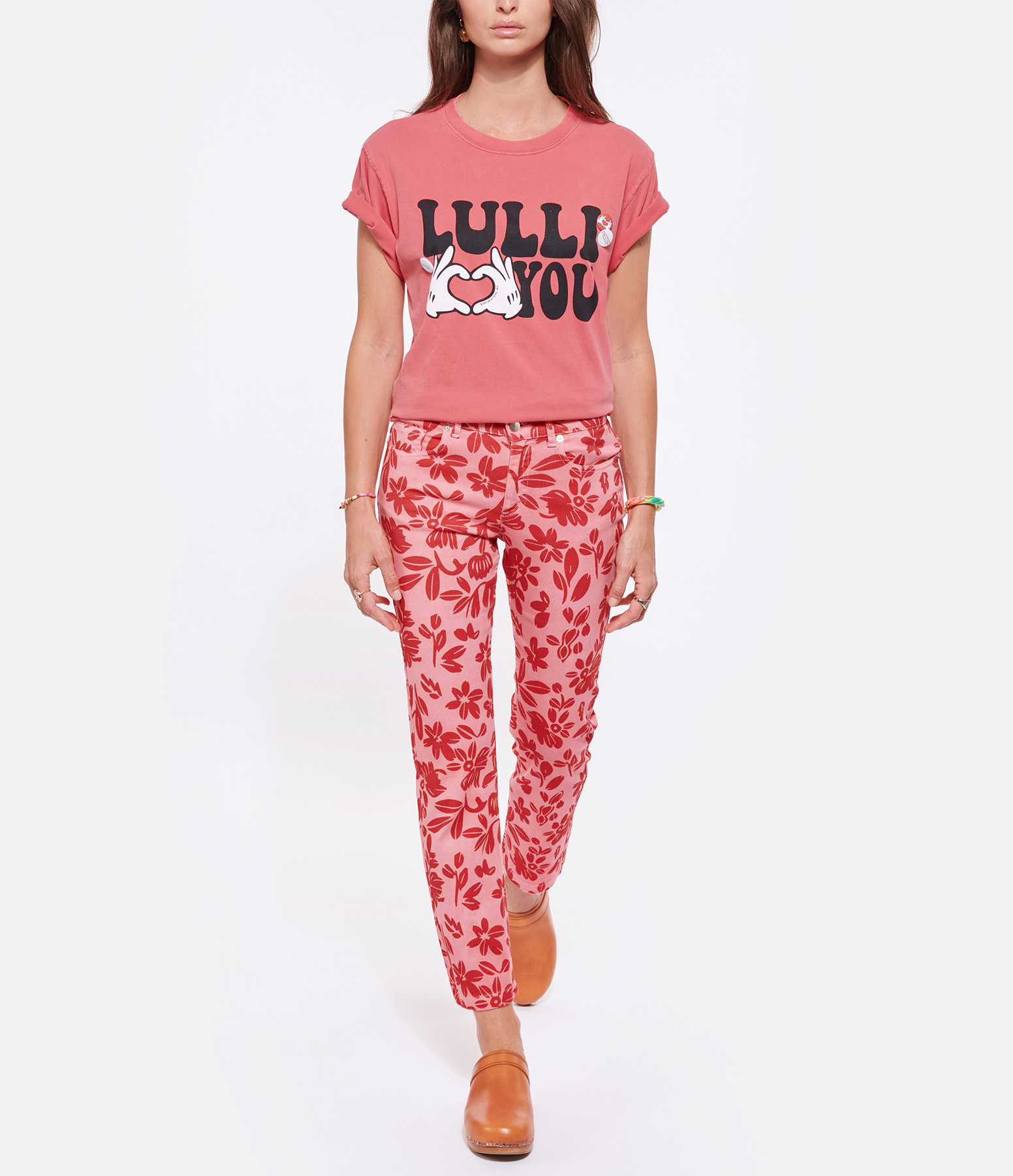 Jean Elias Fokis Red Floral Print Cotton