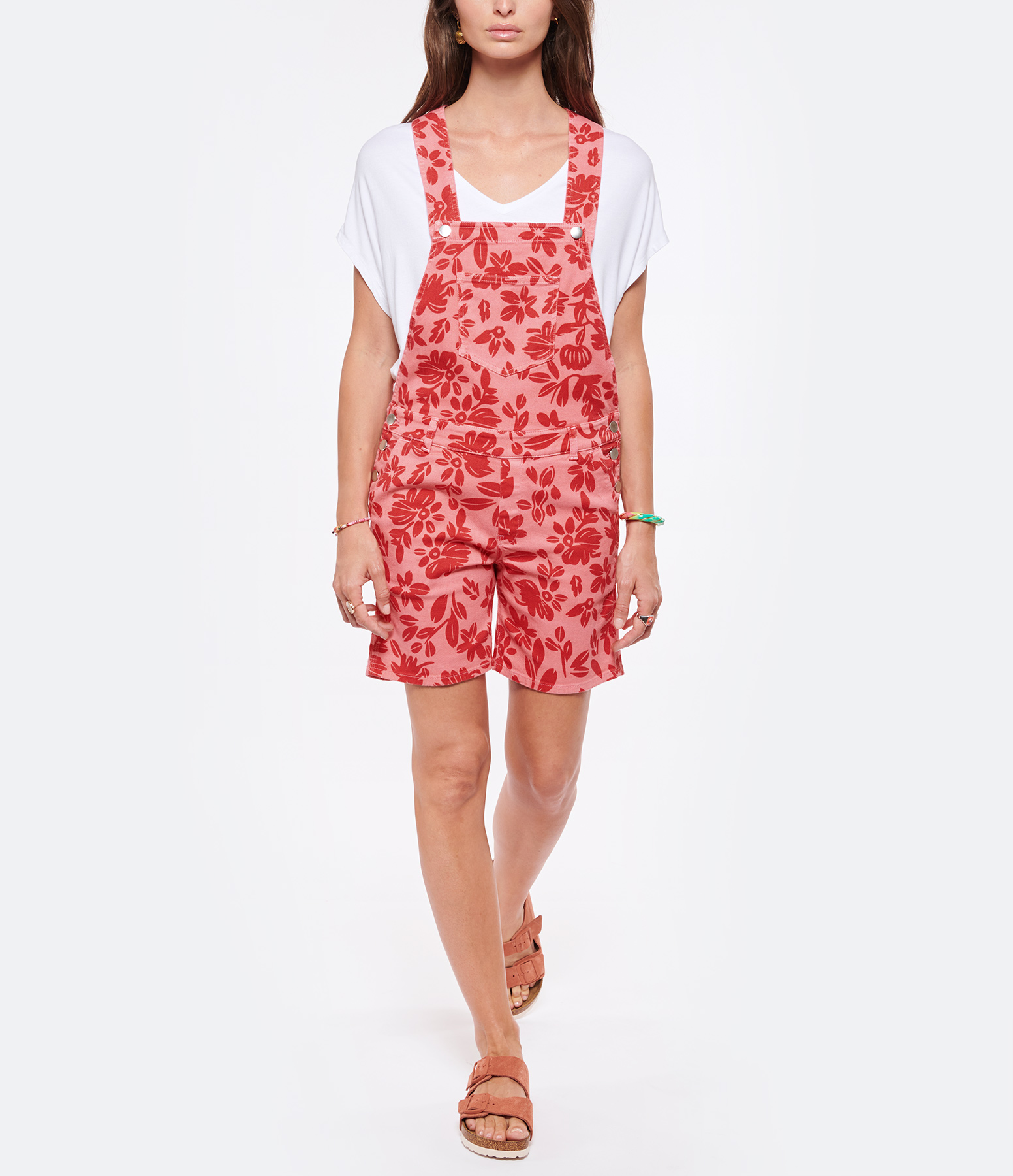 Vinciane Fokis Red Printed Cotton Dungarees