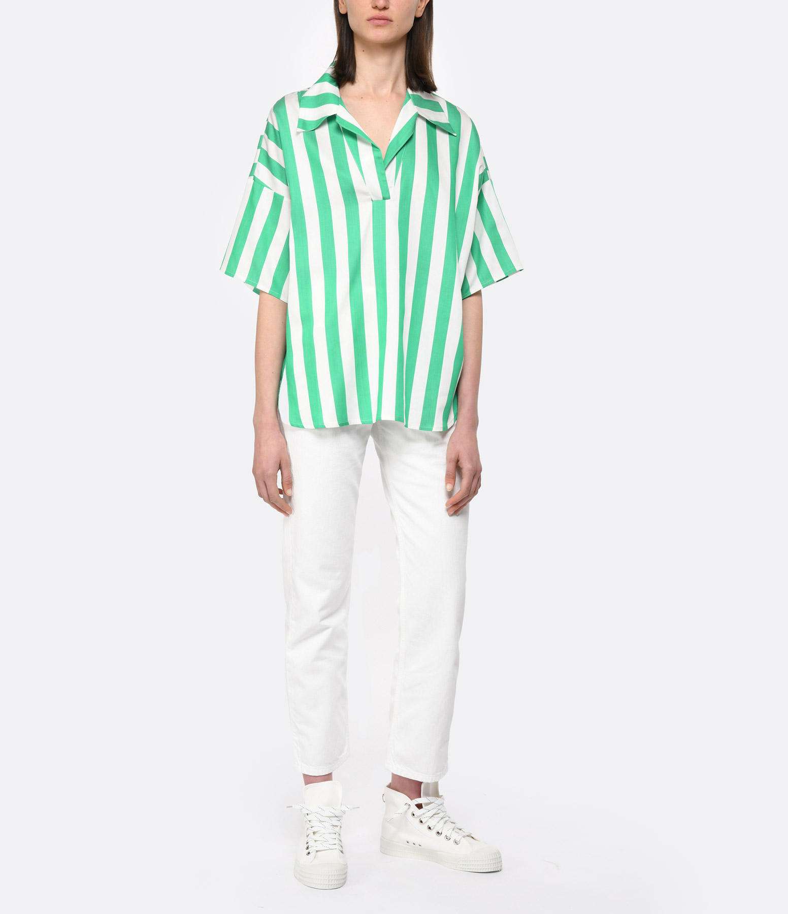 Laslo Flavio Green Striped Shirt