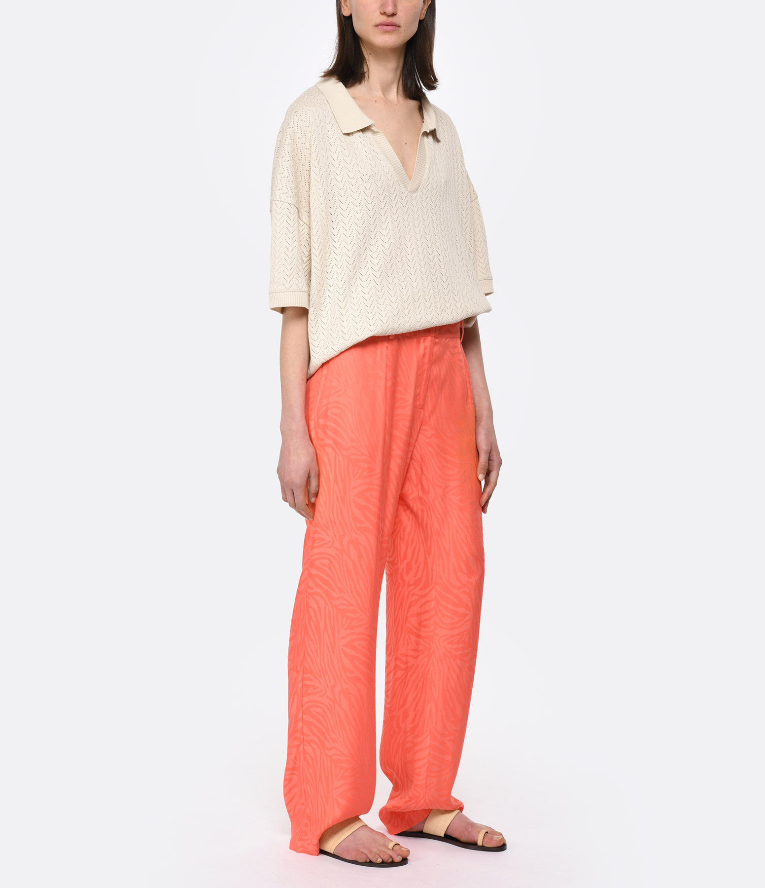 Firmin Plain Coral Trousers