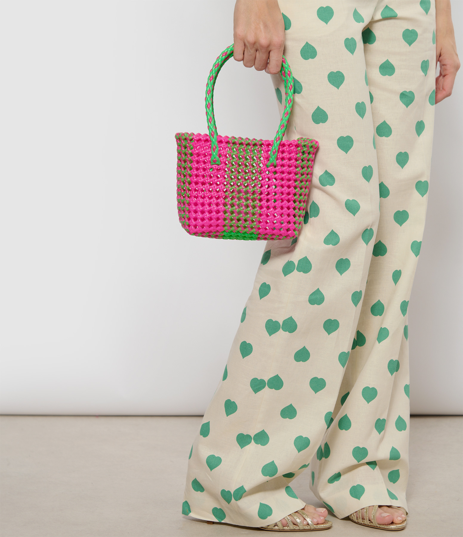 Scoubidou XS Bag with Small Handles in Neon Pink and Neon Green