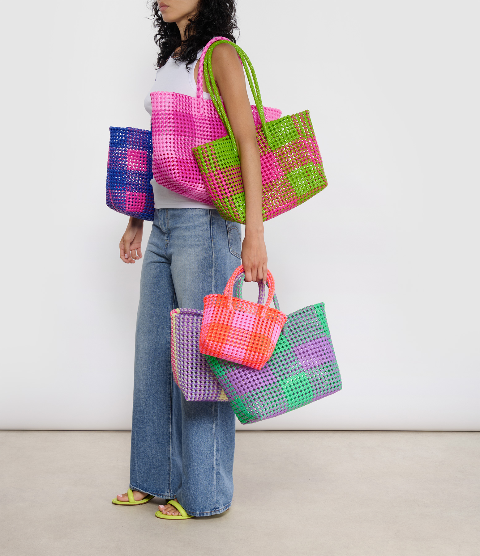 Scoubidou XS Bag with Small Handles – Light Pink and Neon Orange