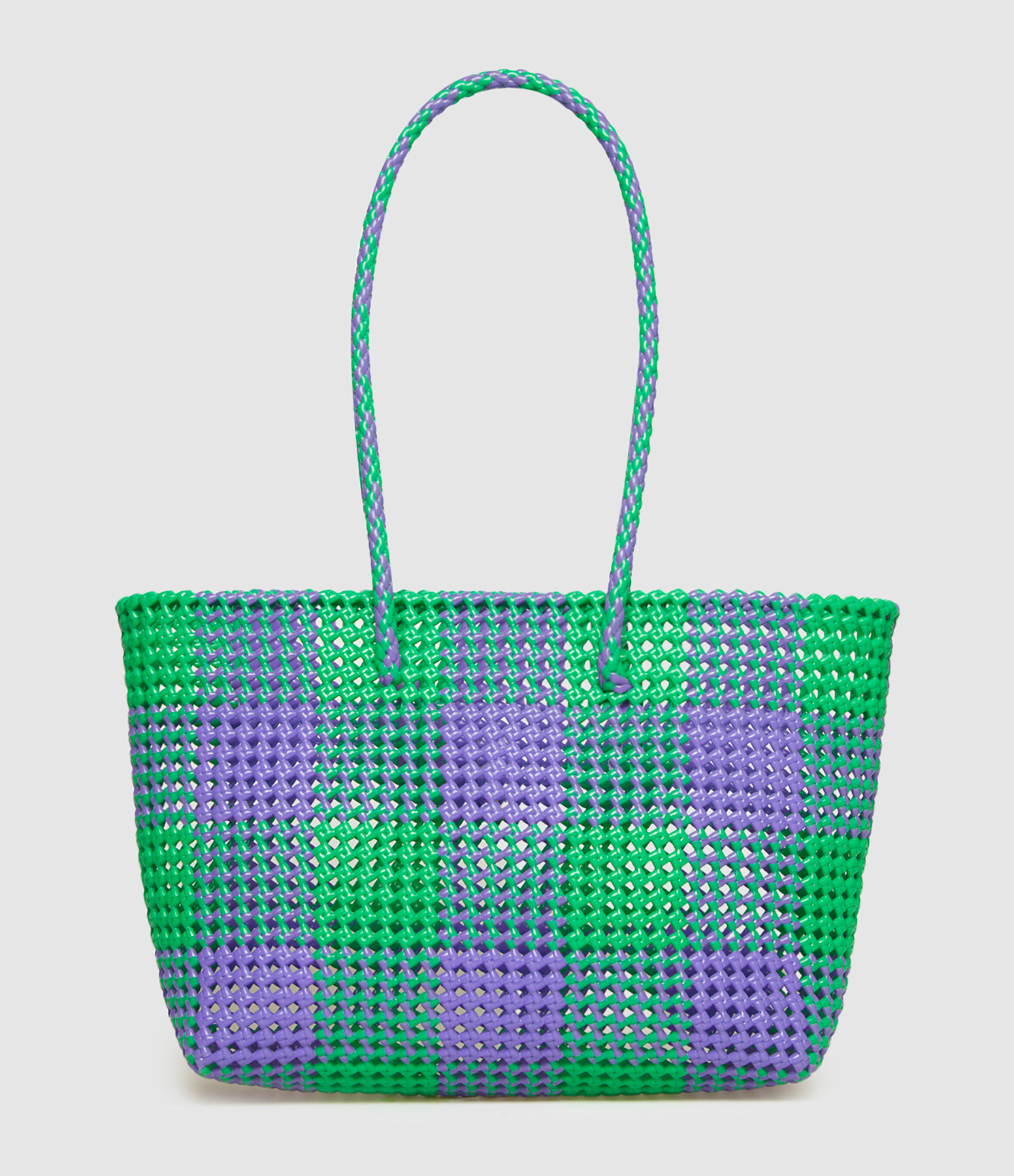 Scoubidou L Bag with Large Handles – Purple and Green