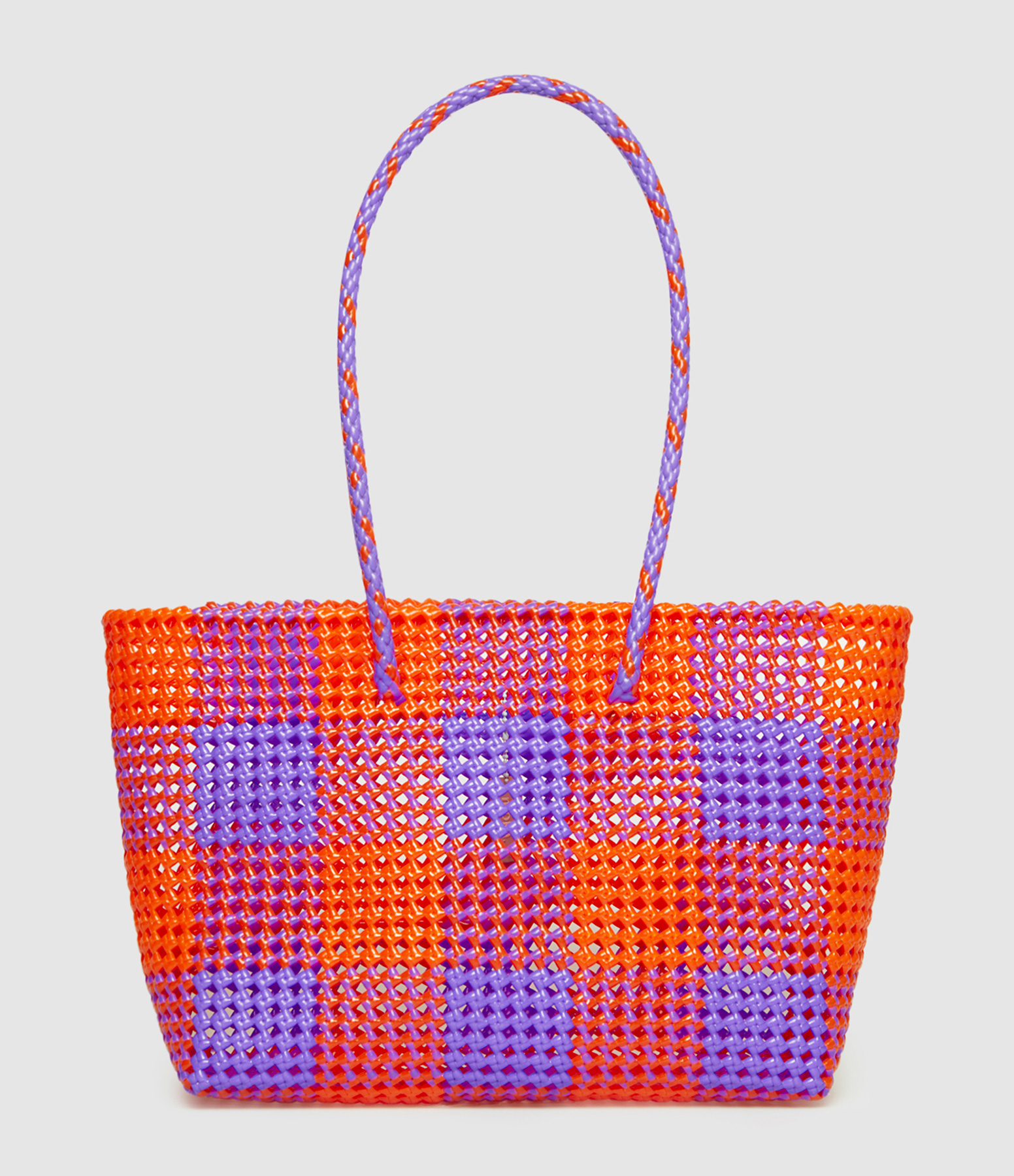 Scoubidou L Bag with Large Handles – Purple and Orange