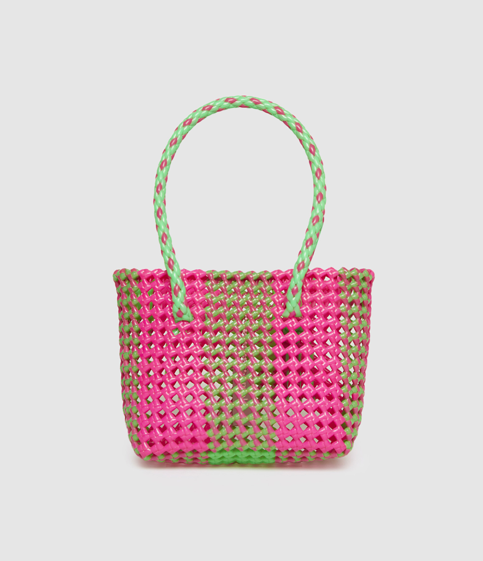 Scoubidou XS Bag with Small Handles in Neon Pink and Neon Green