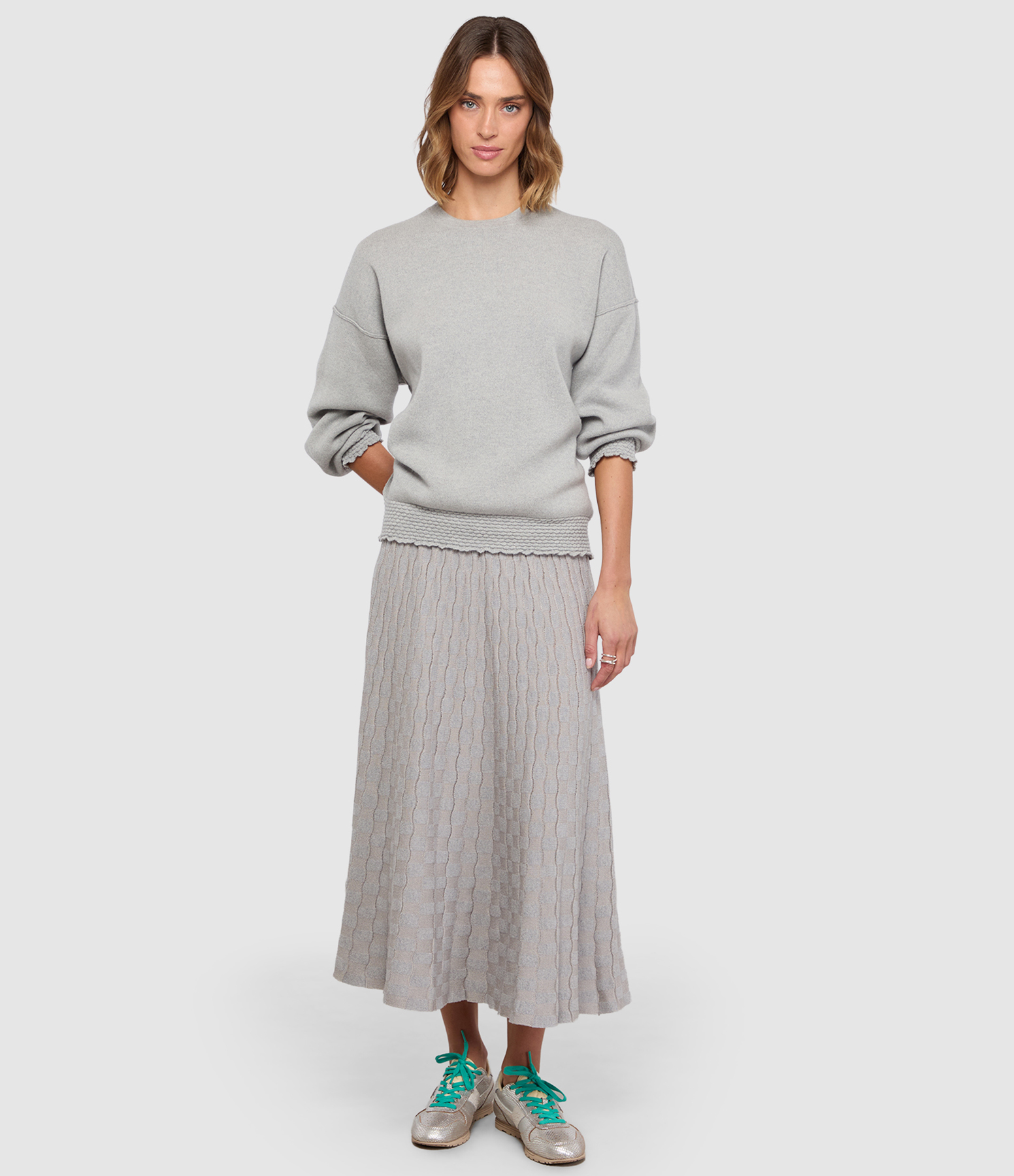 Delicate Long Skirt in Light Charcoal Grey
