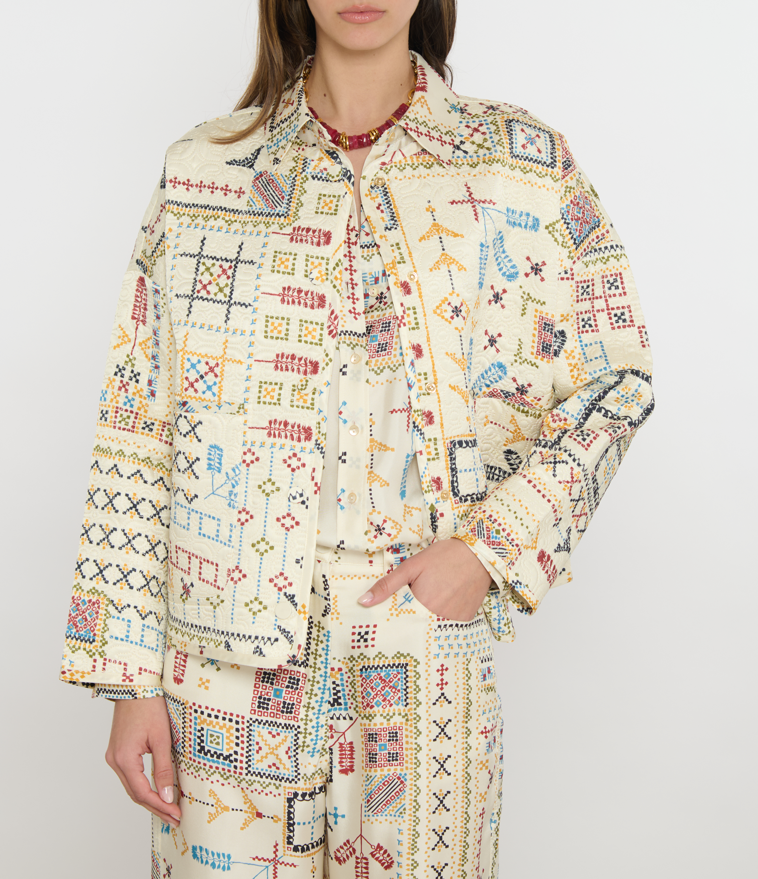 Gelsomino Multicolour Panna Coat