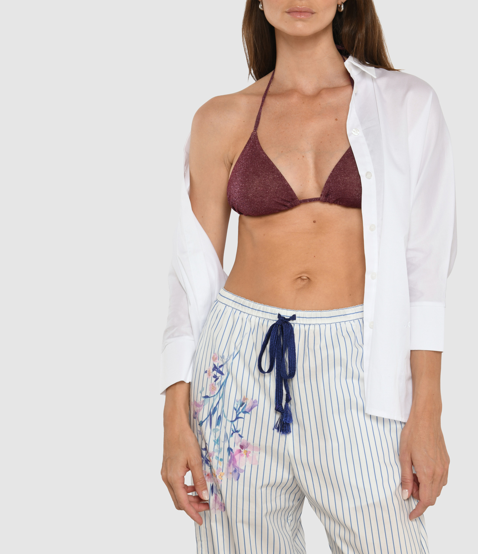 Navy and Mauve Bikini Top