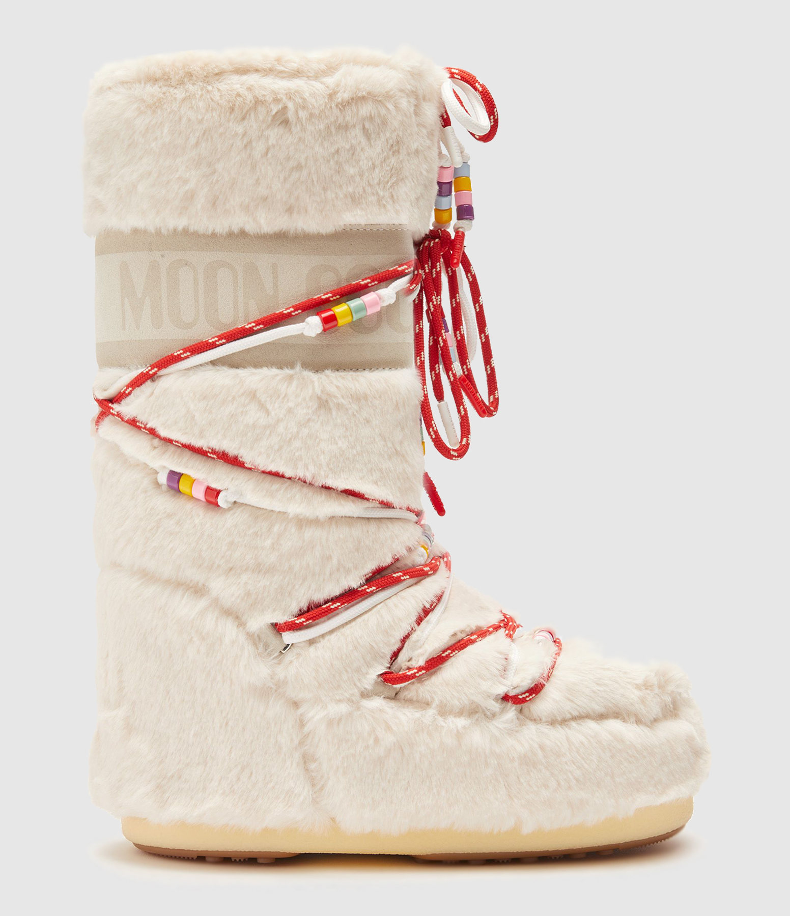 Moon Boot Icon Faux Fur Beads Cream