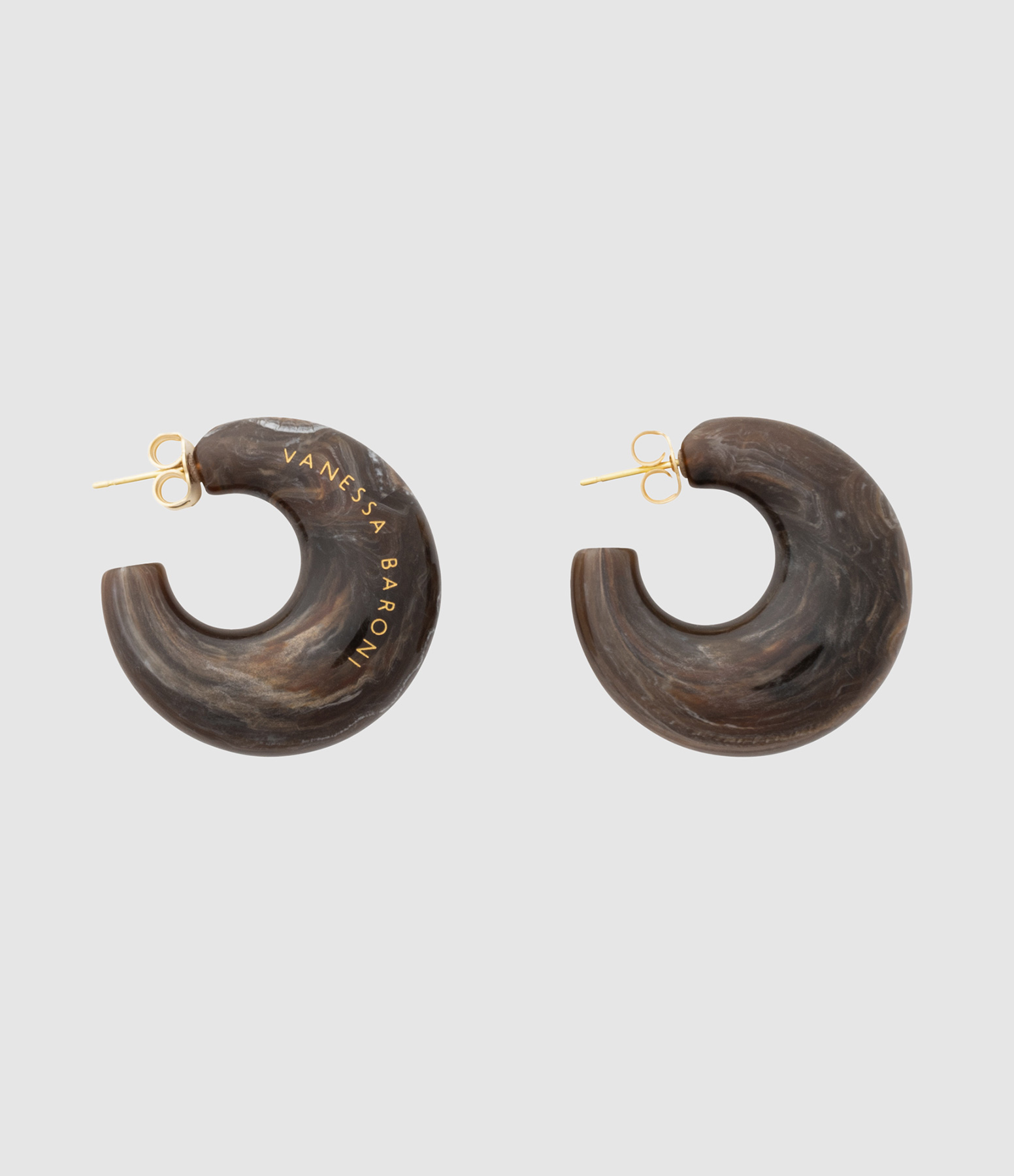 Moon Dark Brown Marble Earrings