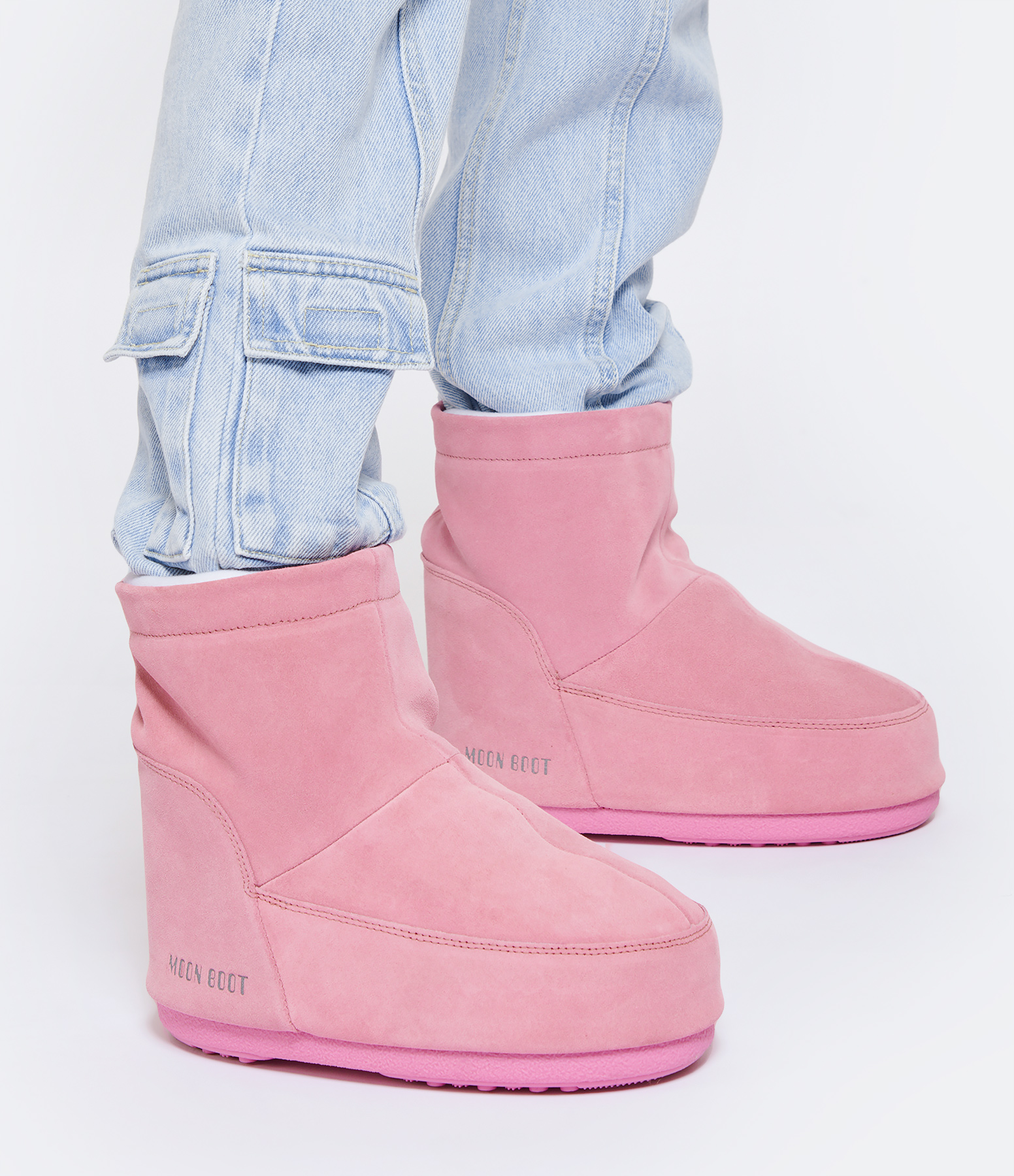 Moon Boot Icon Low-Top Nolace Suede Pink Gum