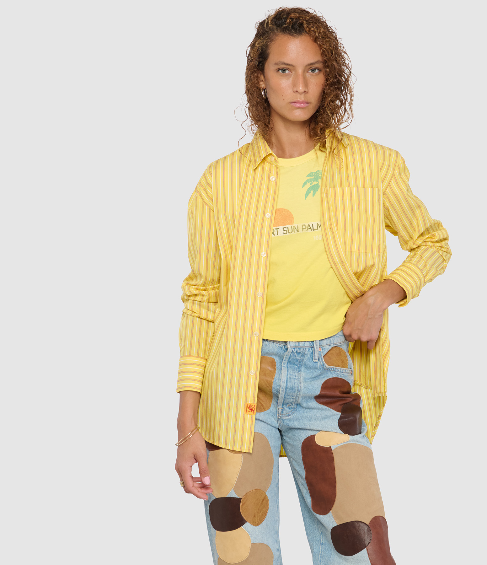 The Roomie Frenchie Yellow Stripe Shirt