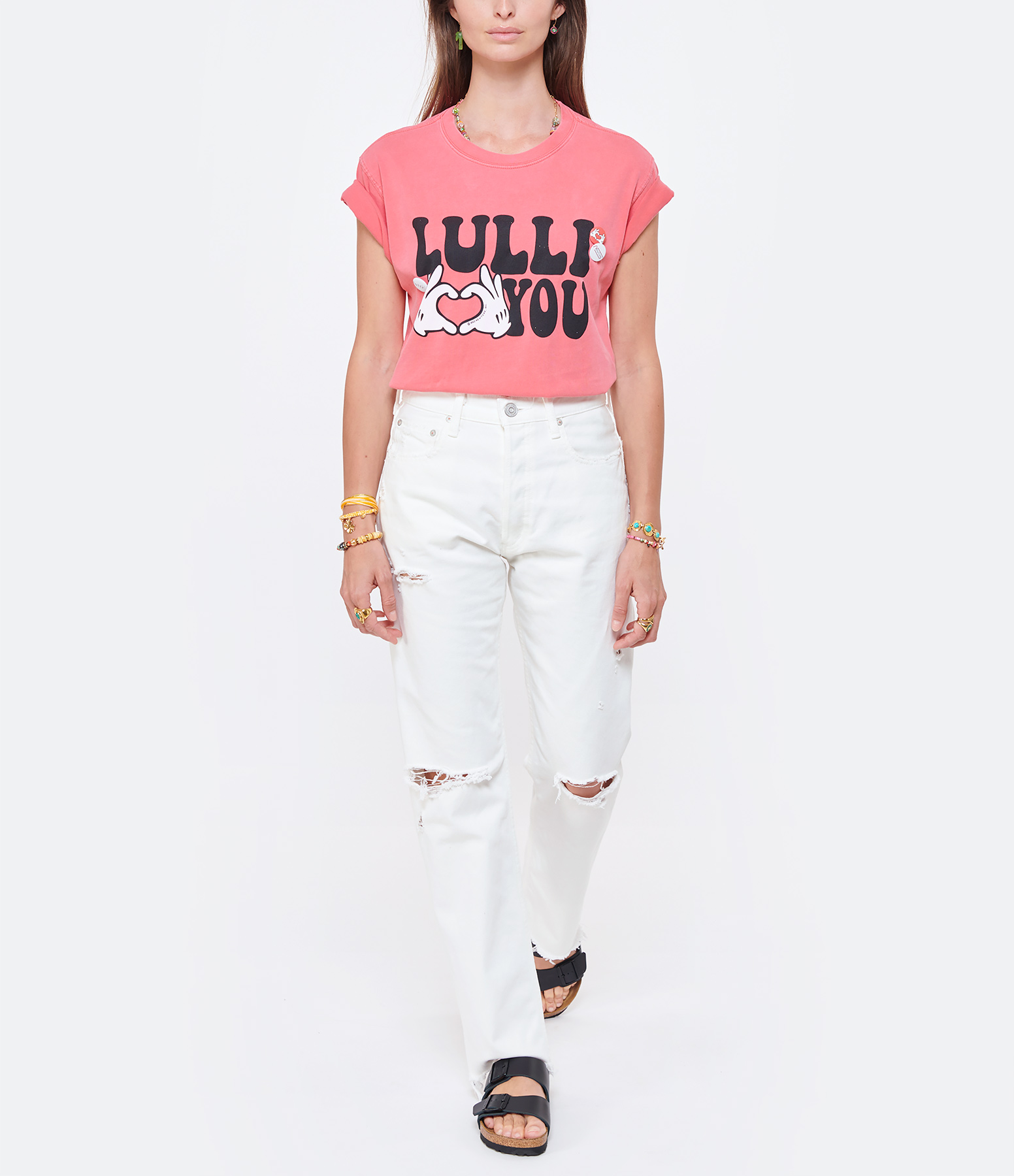 White Wide Straight-Leg Denim Jeans
