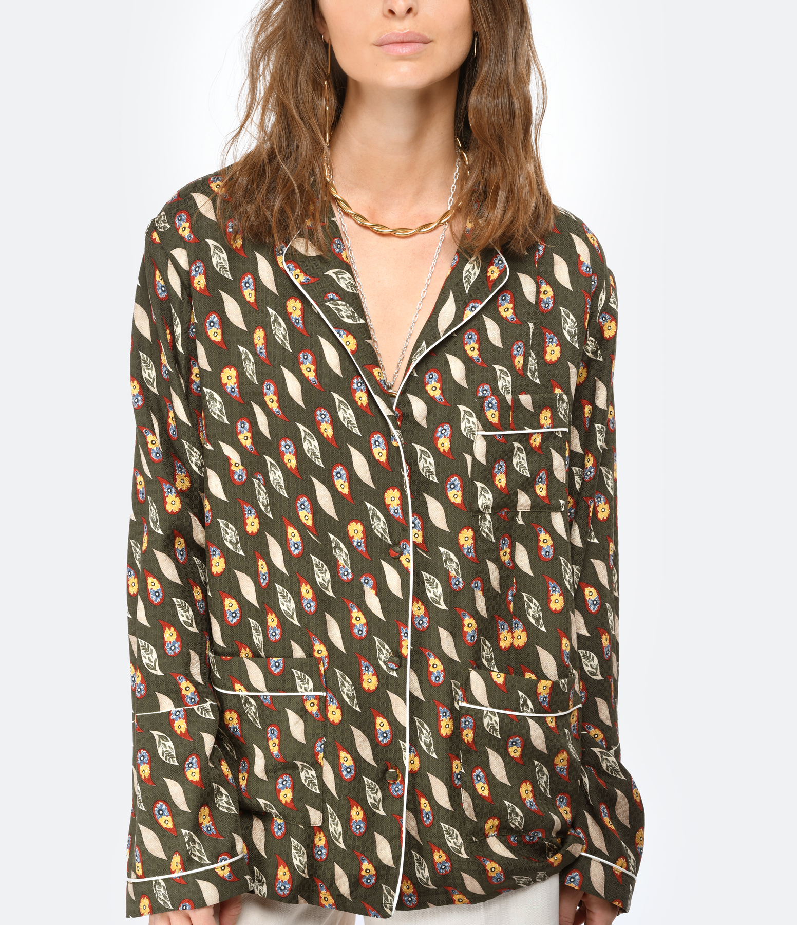 Cléo Silk Shirt with Vino Print