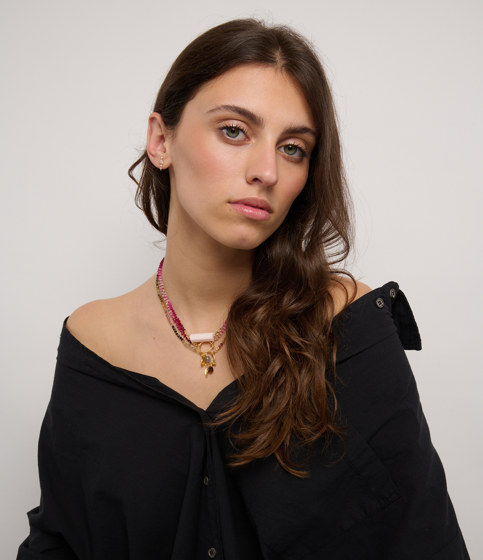 Candies Necklace with Ruby and Pink Labradorite Clasp