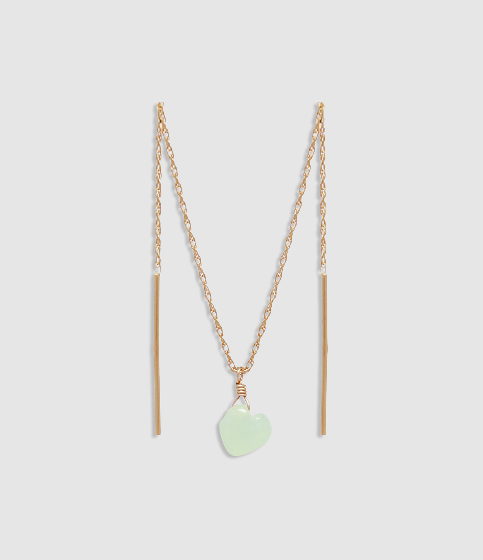 Chrysoprase Double Heart Chain Earring (sold individually)