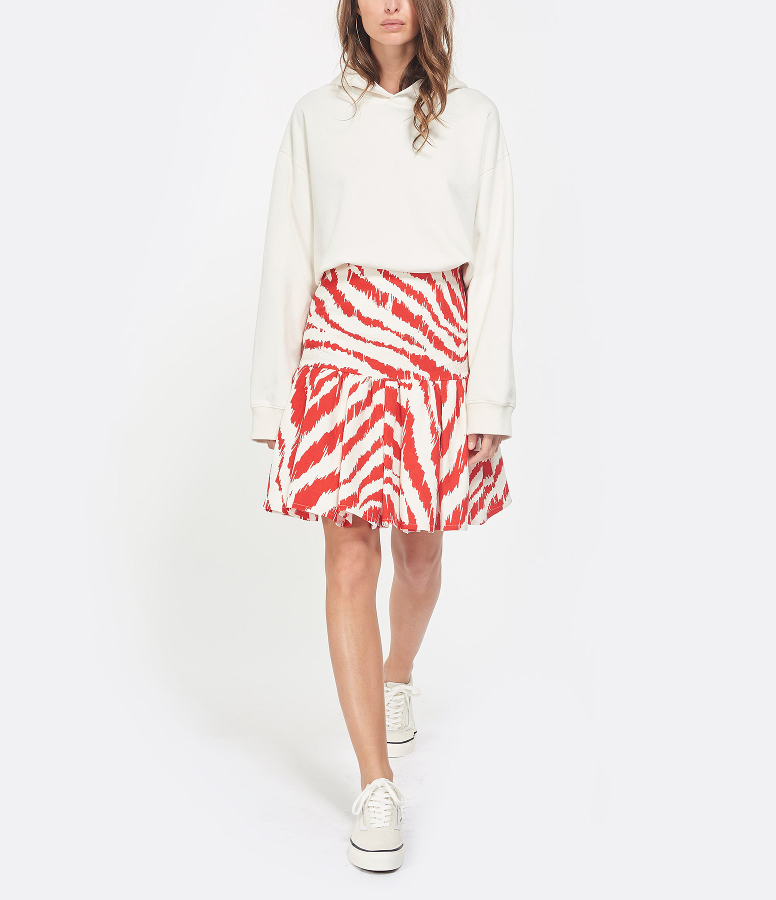 Short Red Printed Skirt