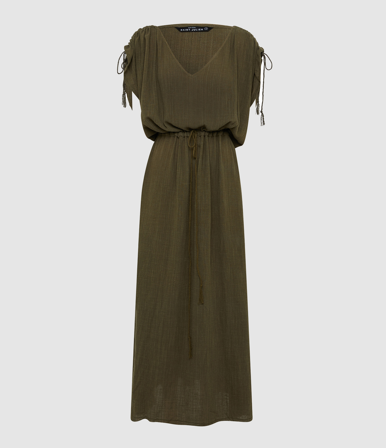Alexandria Long Khaki Cotton Dress