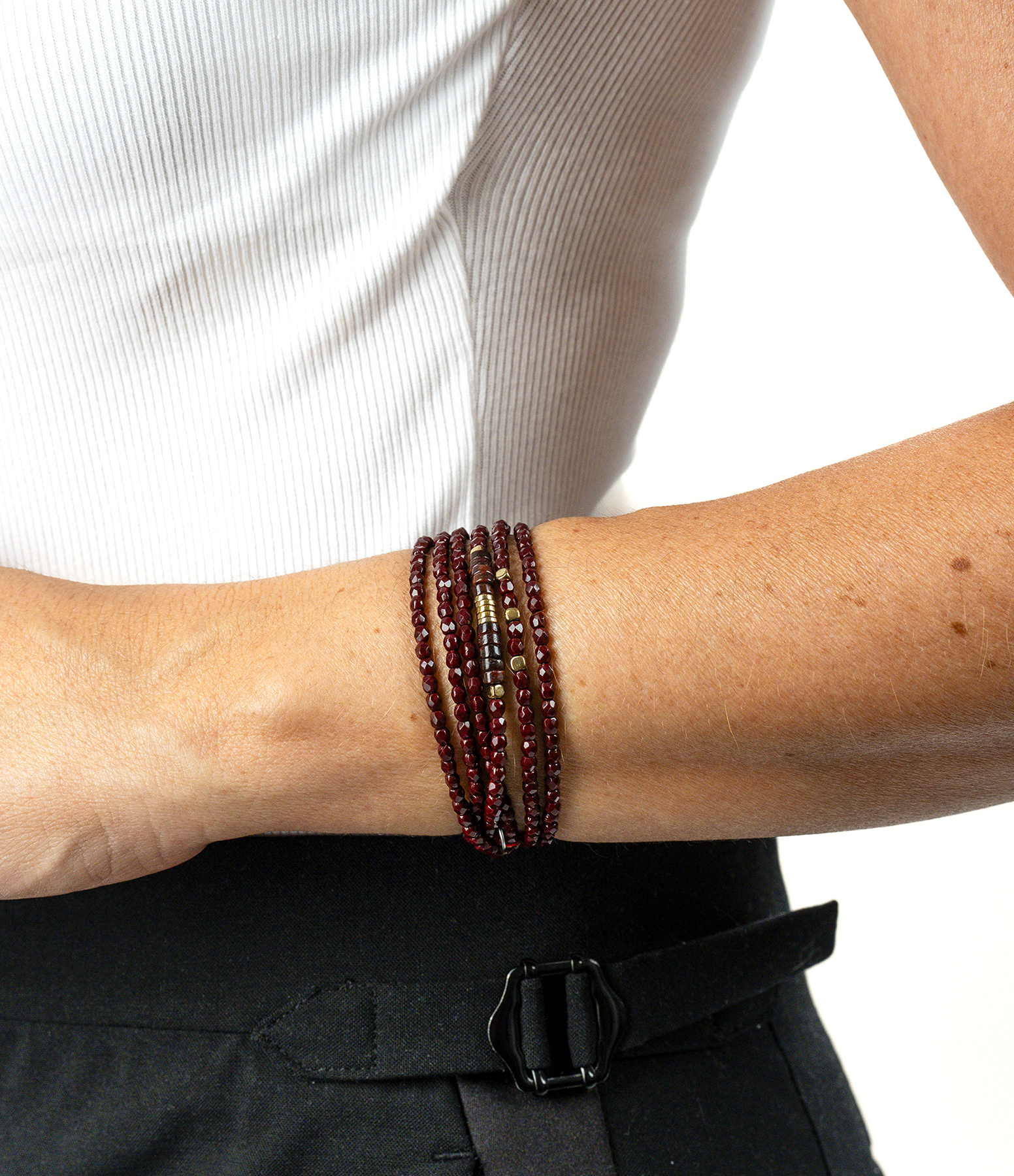 Nadège Bordeaux 6-strand Necklace and Bracelet, 103cm