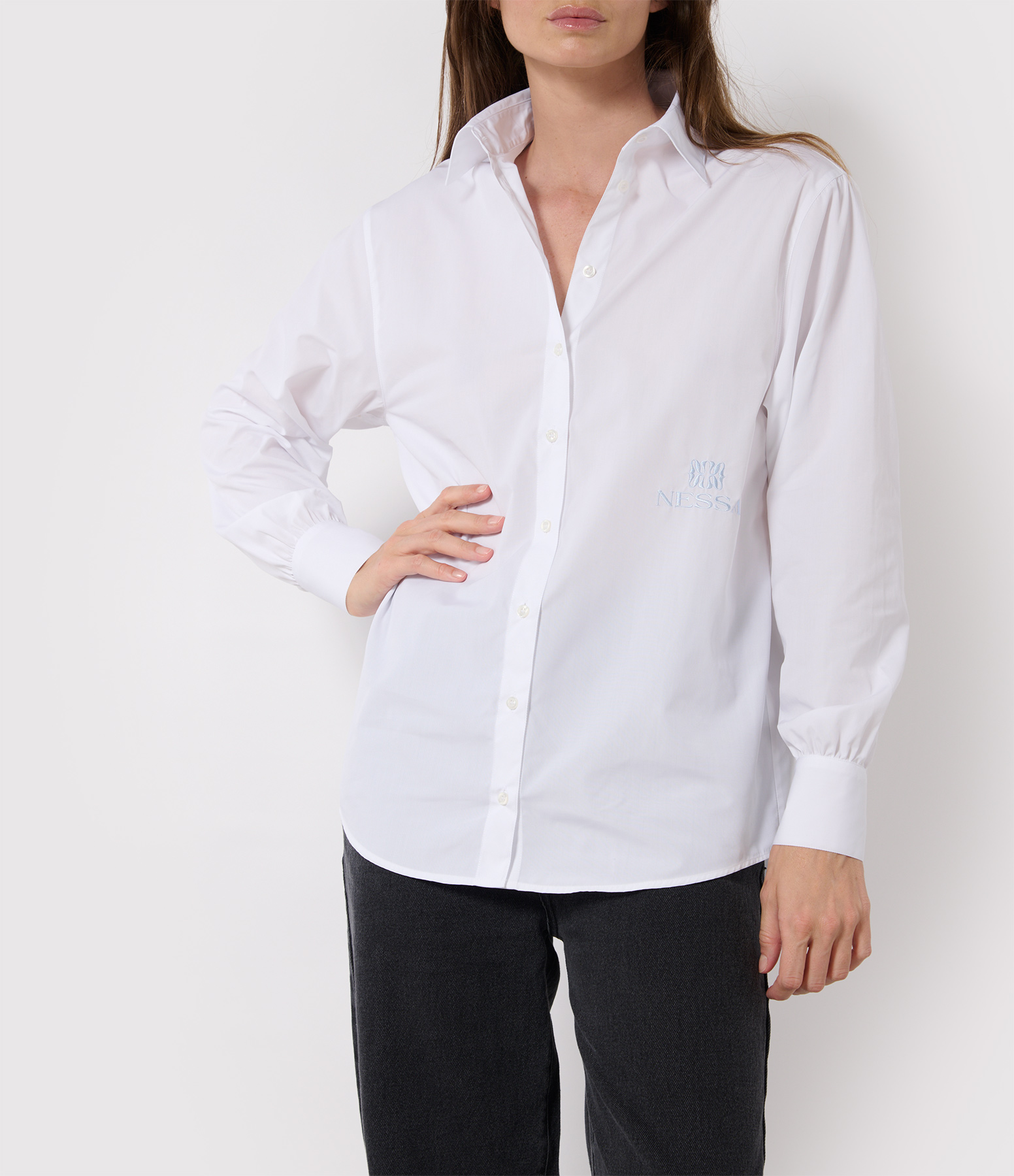 White and Blue Cotton Shirt