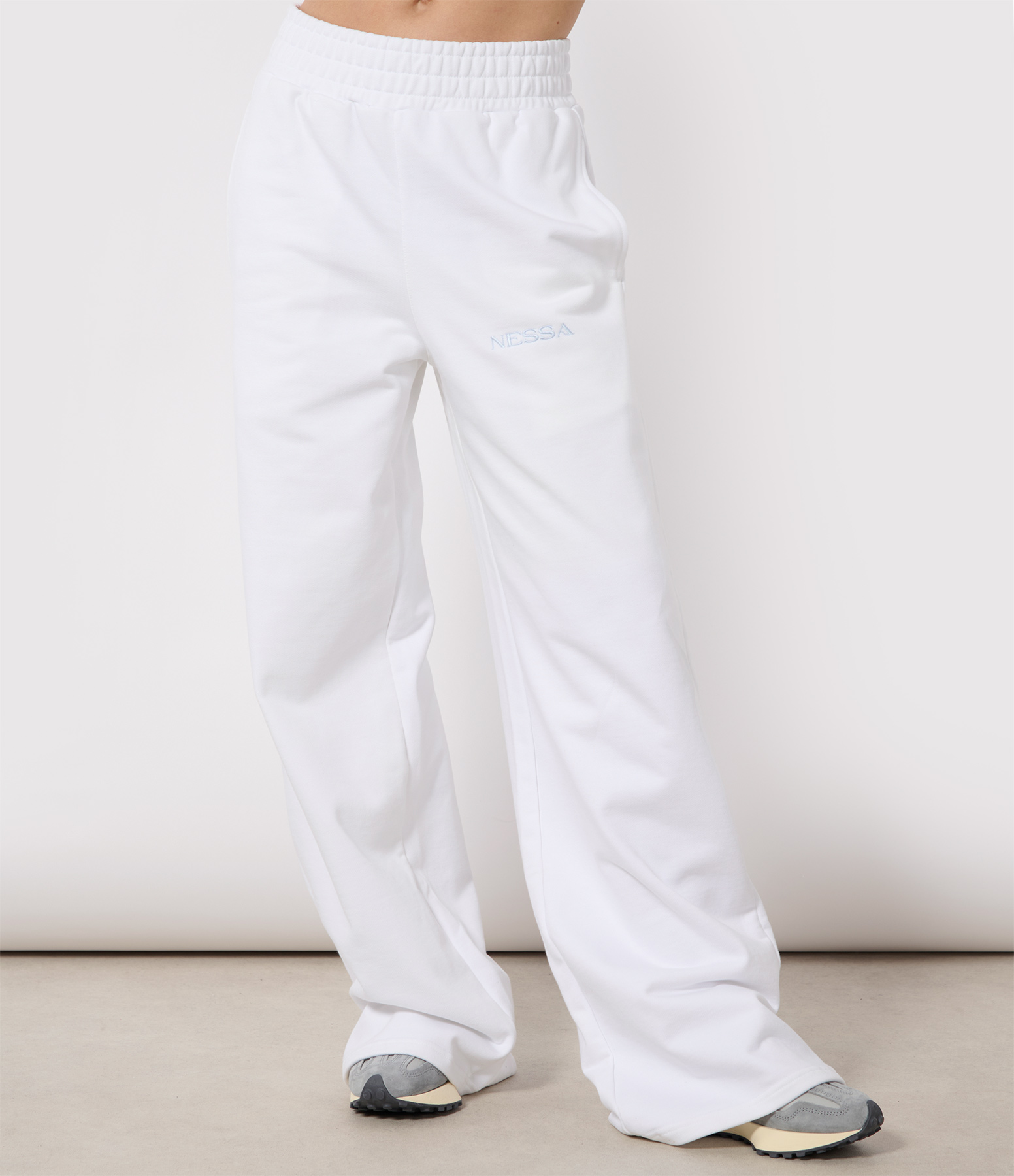 White and Blue Cotton Jogging Trousers